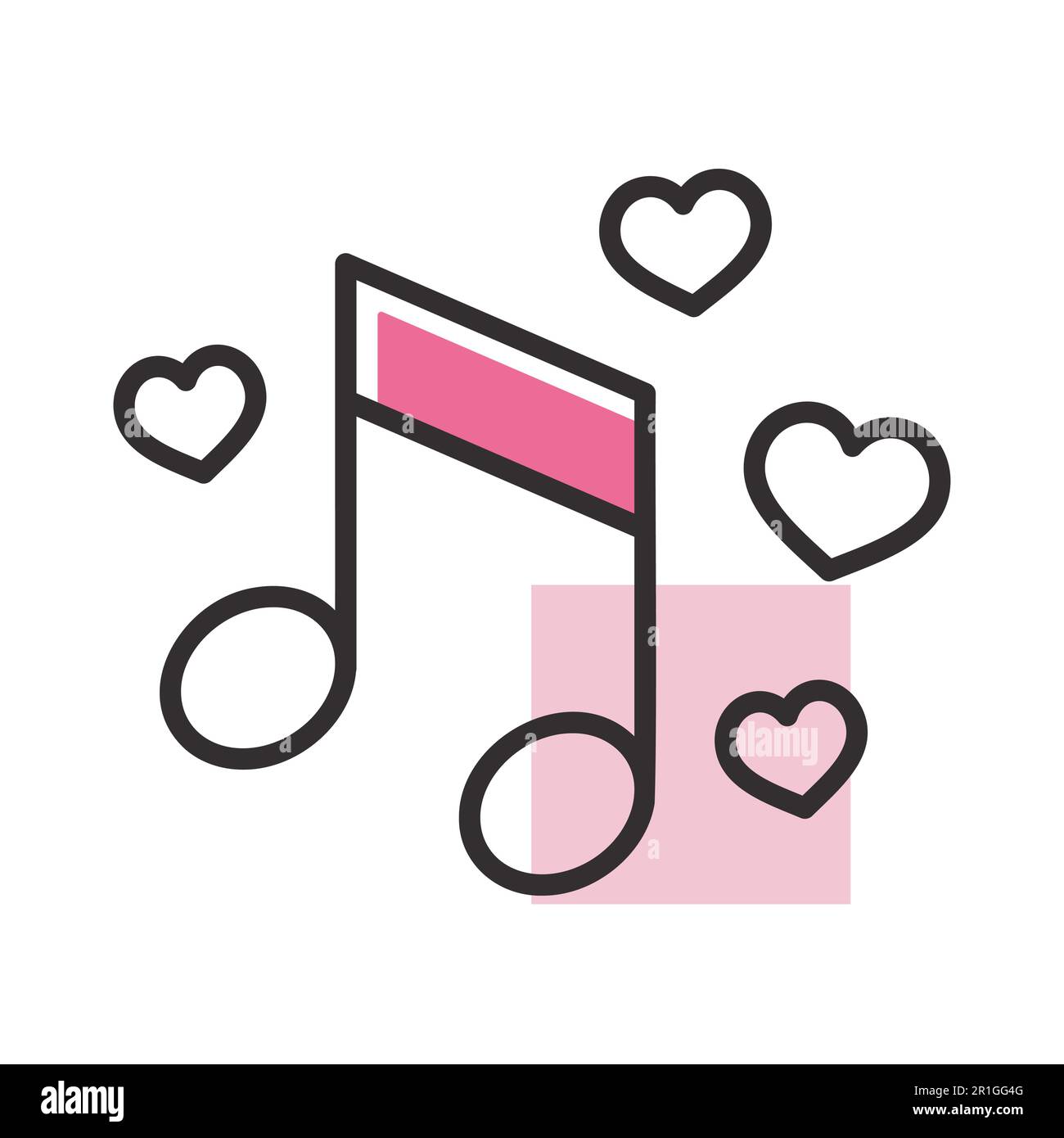 Musical note with heart sign isolated icon. Vector illustration ...