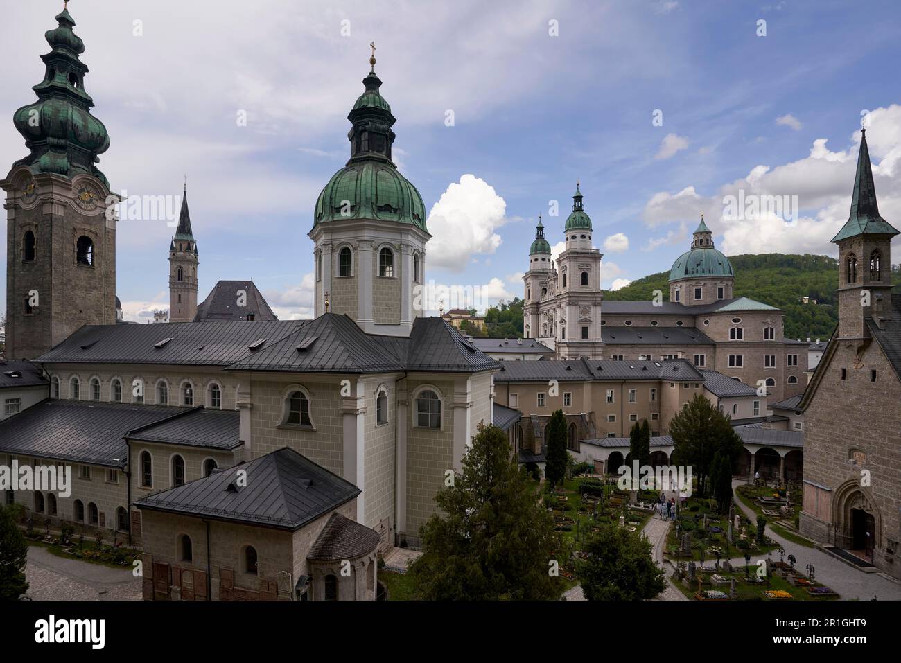 View of Salzburg Cathedral and St. Peter's Abbey, Salzburg, Austria ...