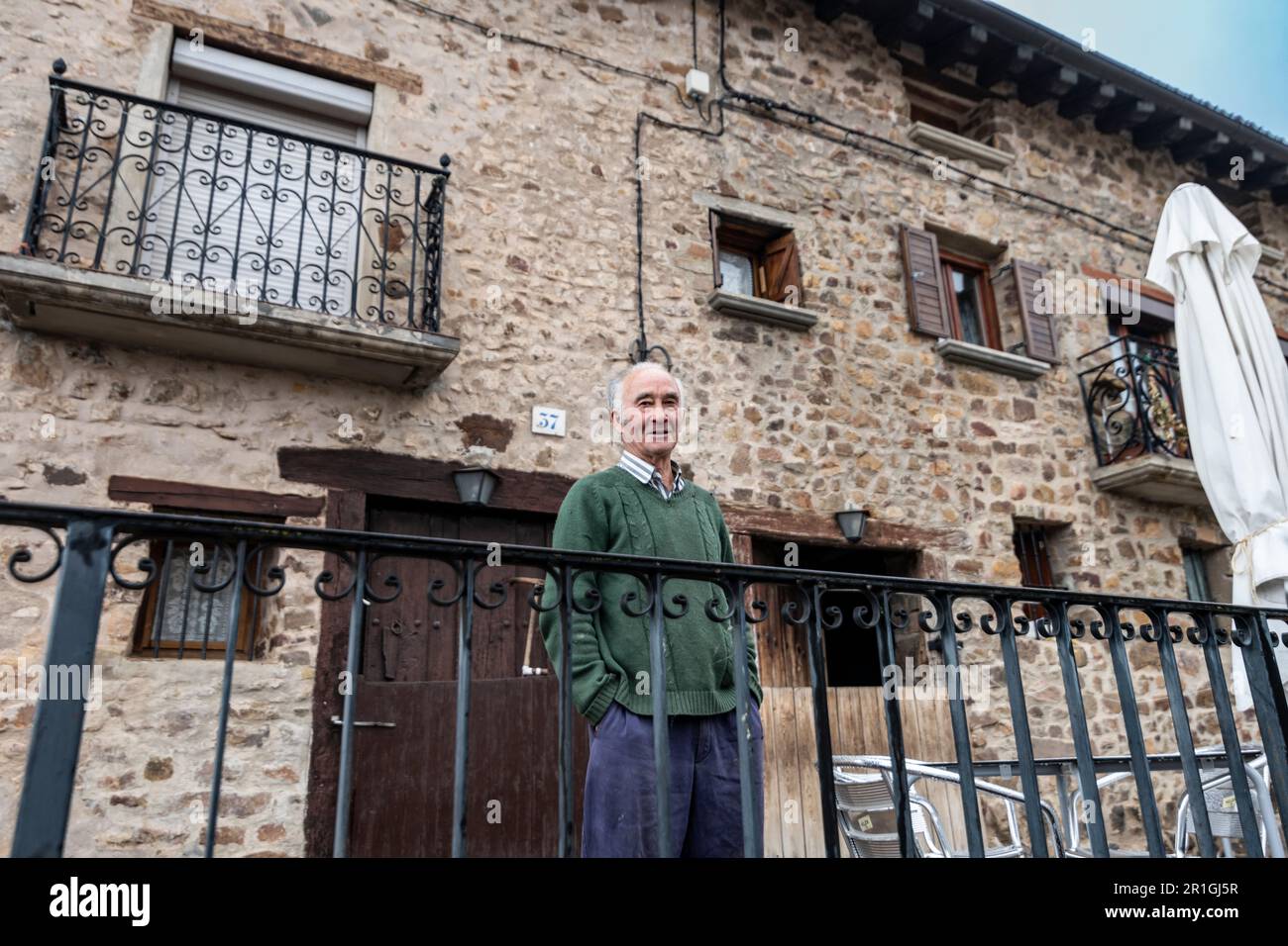El Horcajo, La Rioja, Spain - May 08, 2023 - José, the last inhabitant located in the mountains of La Rioja. Depopulation in rural Spain. Stock Photo
