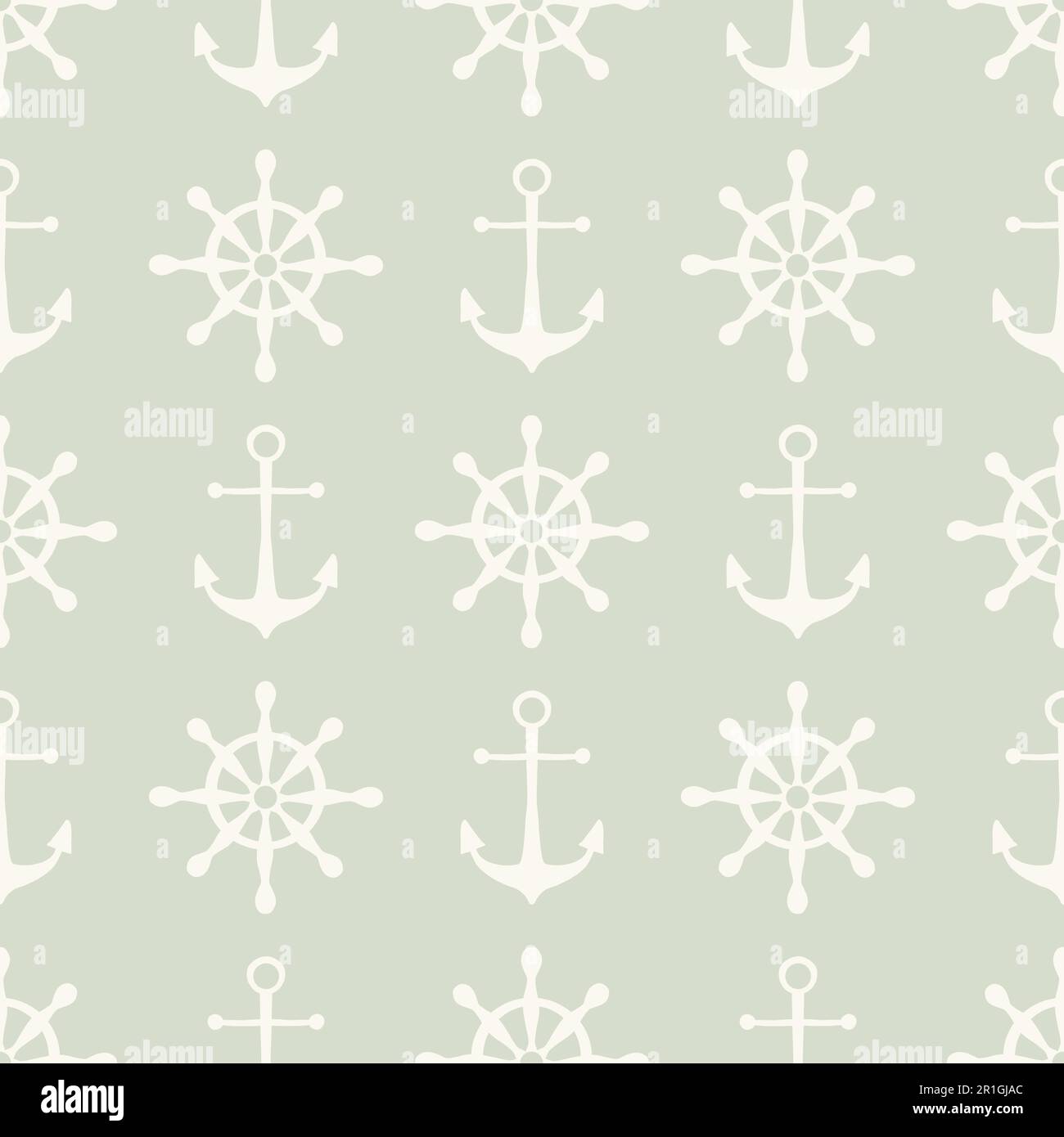 Ship anchors vector seamless pattern. Boat accessories, vessel attributes monocolor background