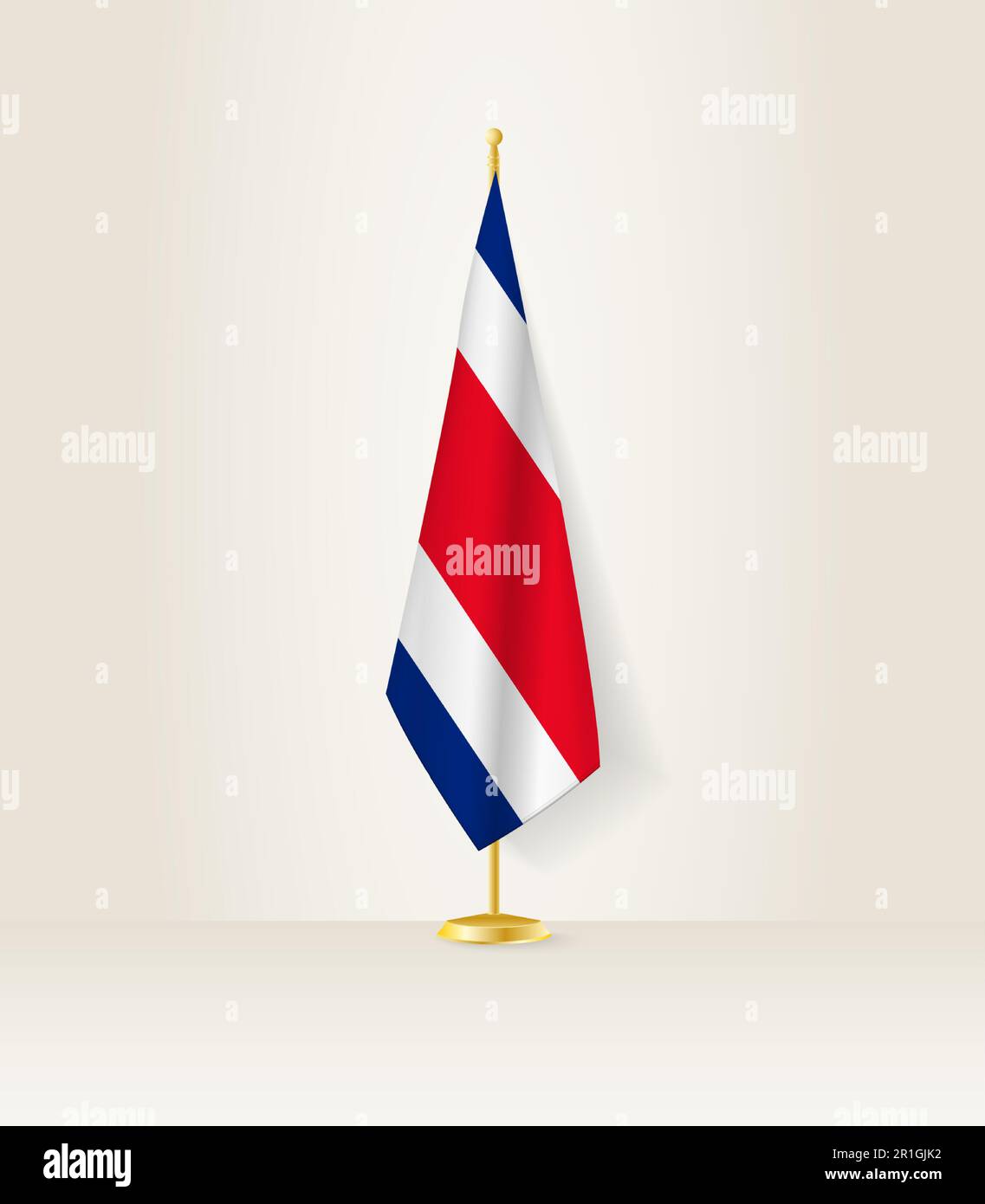 Costa Rica flag on a flag stand. Vector illustration Stock Vector Image