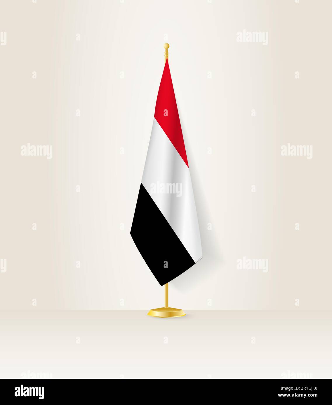 Yemen flag on a flag stand. Vector illustration. Stock Vector