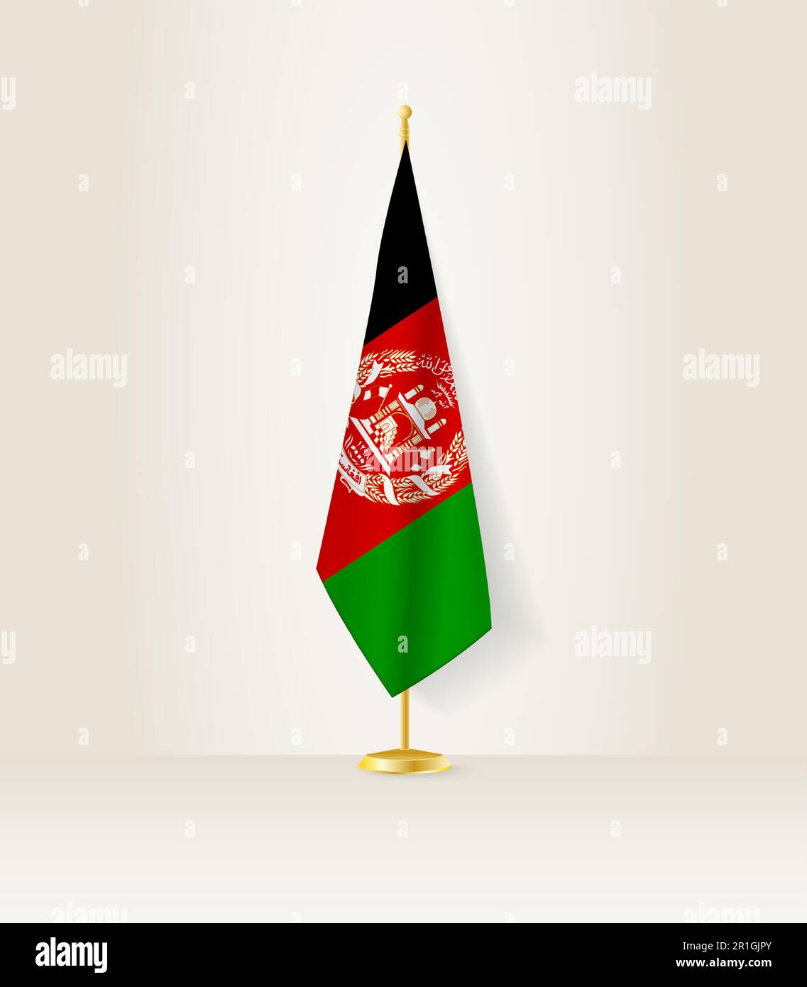 Afghanistan flag on a flag stand. Vector illustration Stock Vector
