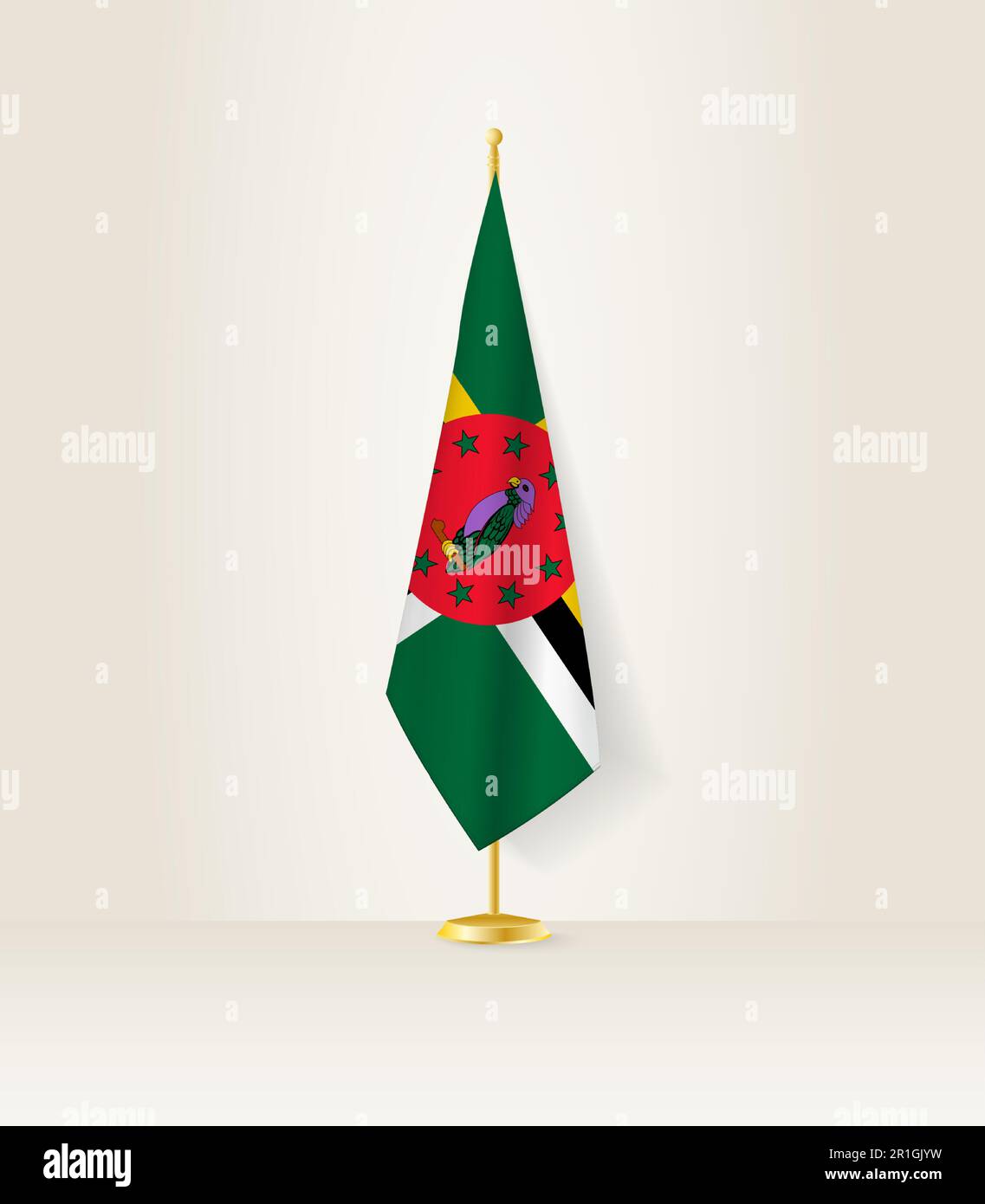 Dominica flag on a flag stand. Vector illustration Stock Vector Image