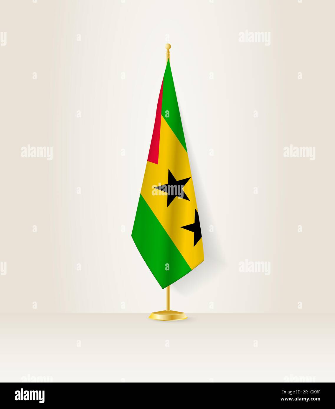 Sao Tome And Principe Flag On A Flag Stand. Vector Illustration Stock ...