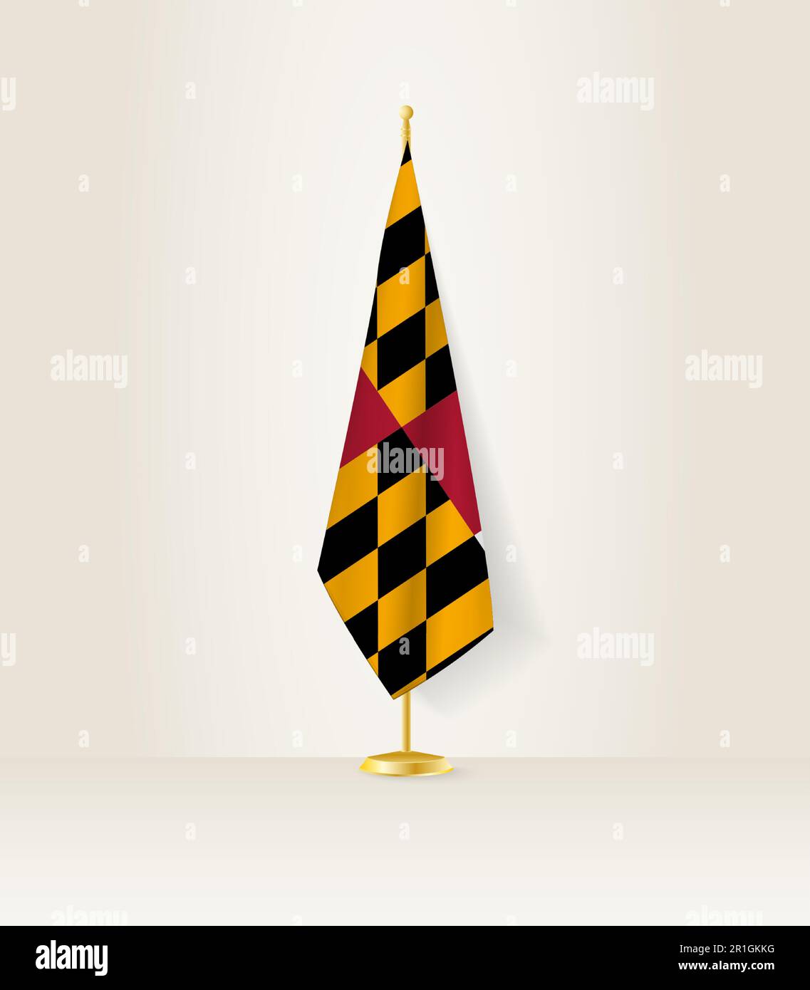 Maryland flag on a flag stand. Vector illustration. Stock Vector