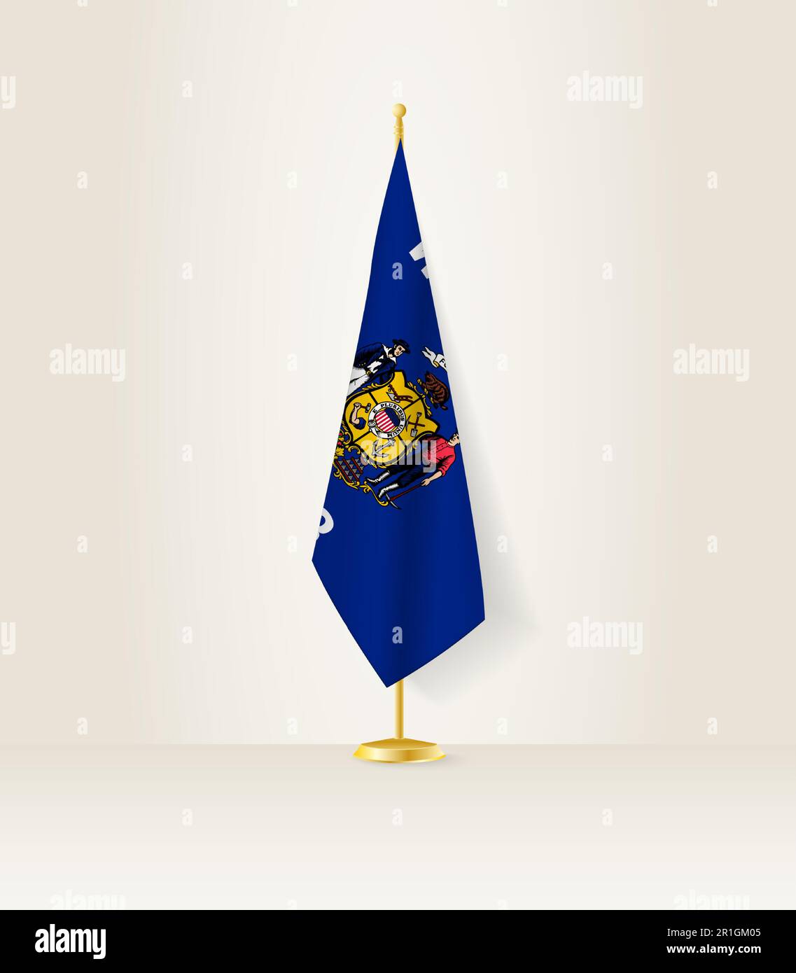 Wisconsin flag on a flag stand. Vector illustration Stock Vector Image
