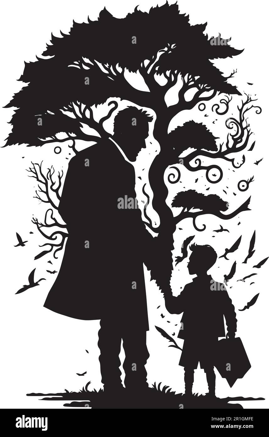 Father And Son Tattoo Design Idea With Tree Vector File Stock Vector