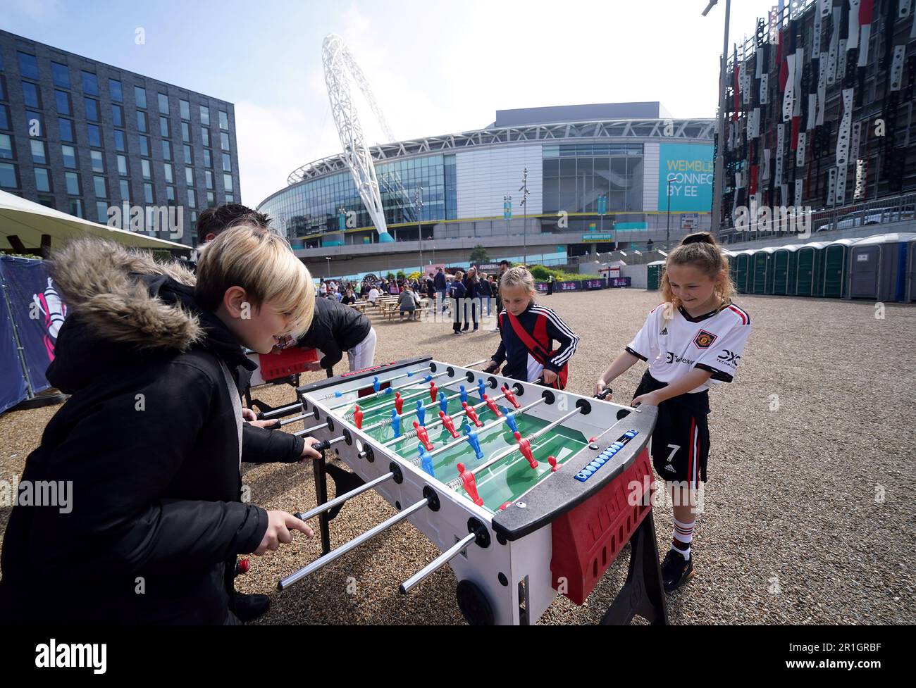 Fans in a fan zone outside the ground ahead of the Vitality Women's FA