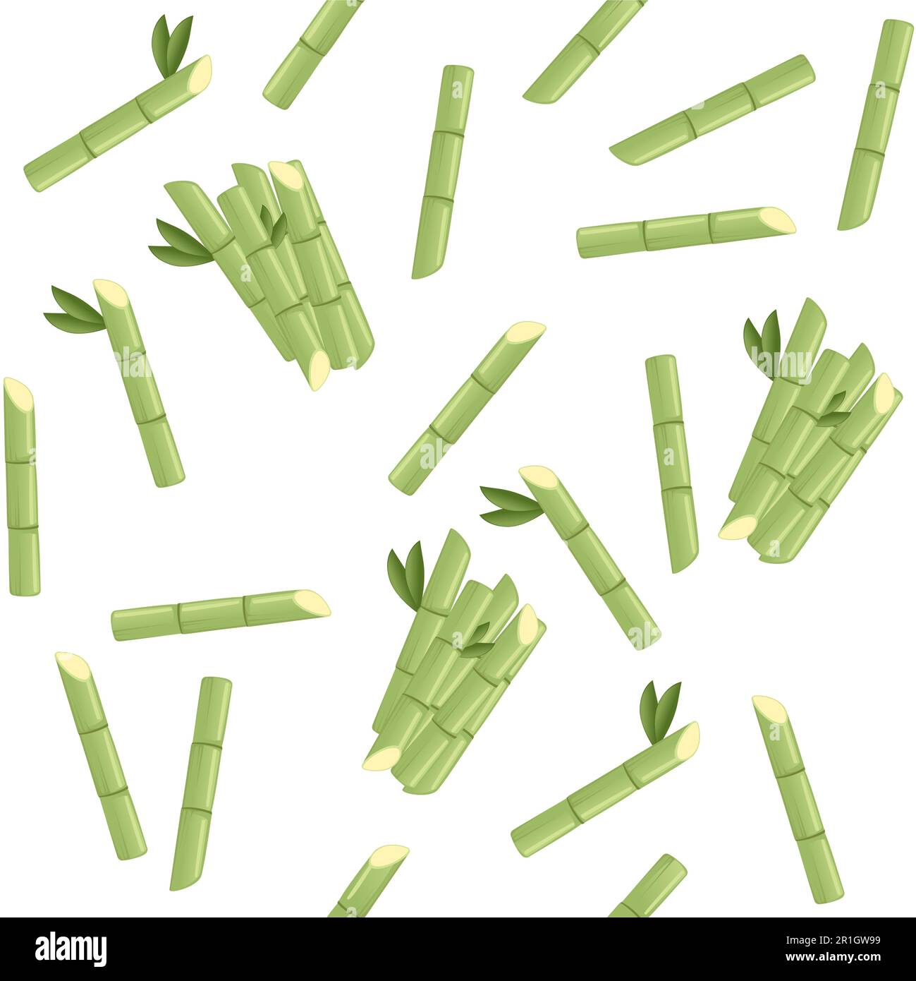 Seamless pattern raw green sugar canes vector illustration on white background Stock Vector