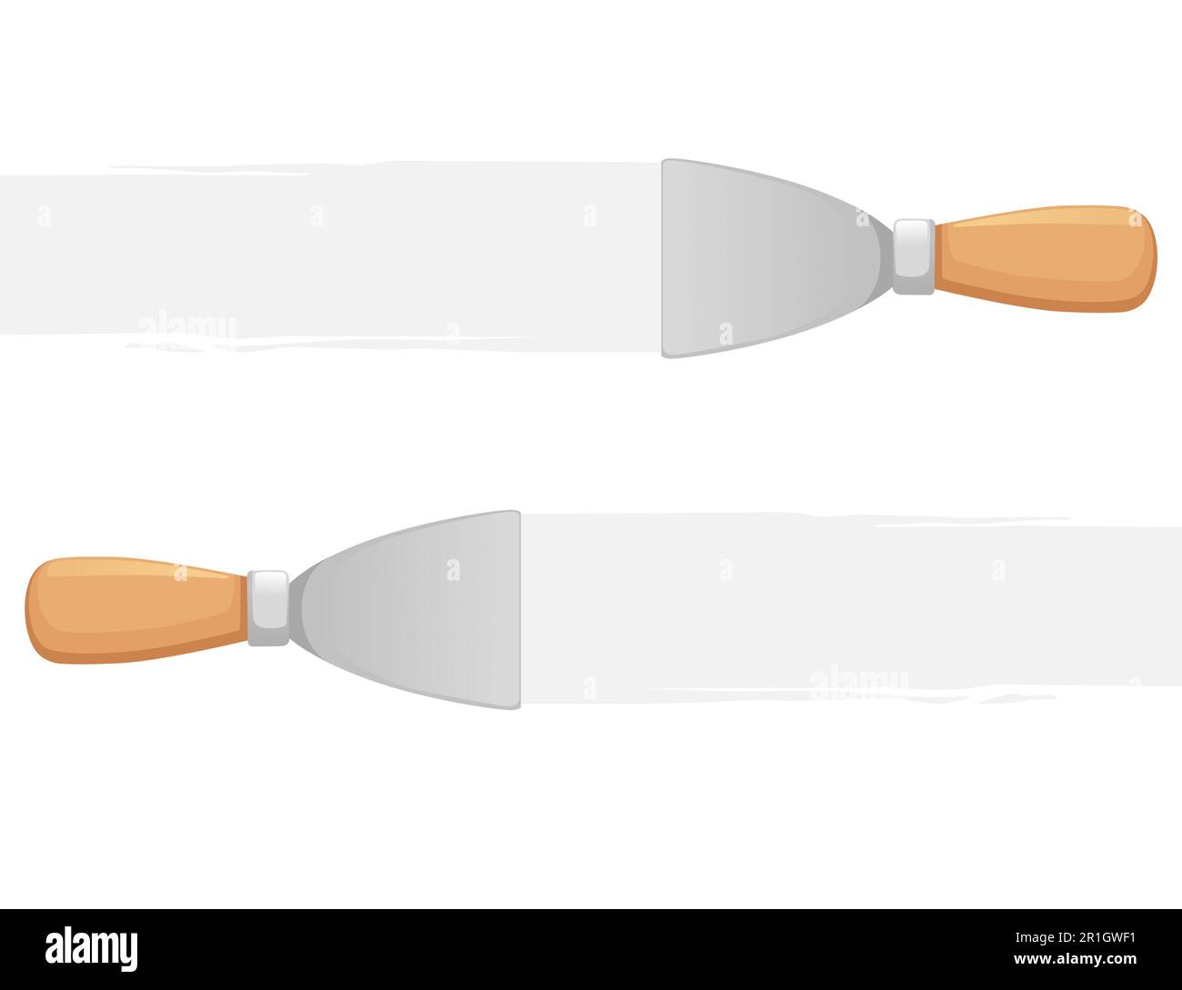 Putty knife for plastering spatula with wooden handle vector
