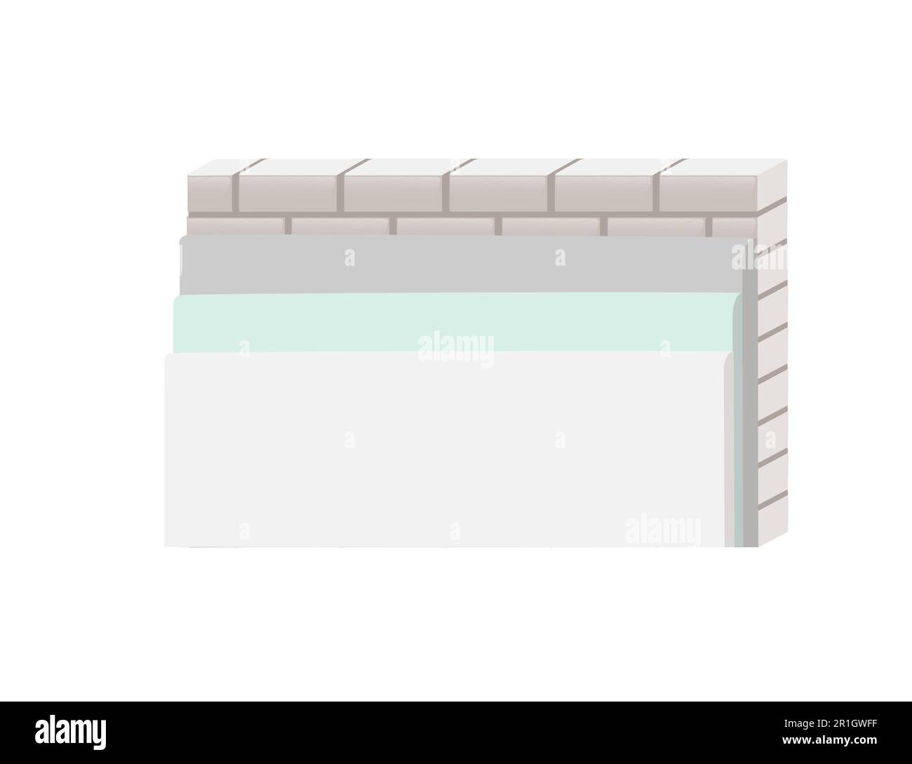 Brick bearing wall with insulated layers and cladding vector illustration isolated on white background Stock Vector