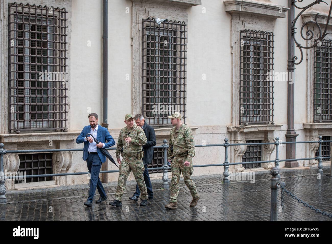 Rome, Italy, May 13th, 2023. Ukrainian President Volodymyr Zelensky visits Rome more than a year after the start of the conflict in Ukraine. In an armored city, after landing at Ciampino, he met the head of state, Sergio Mattarella, the premier, Giorgia Meloni and, in the afternoon, Pope Francis. Credit: Marcello Valeri/Alamy Live News Stock Photo