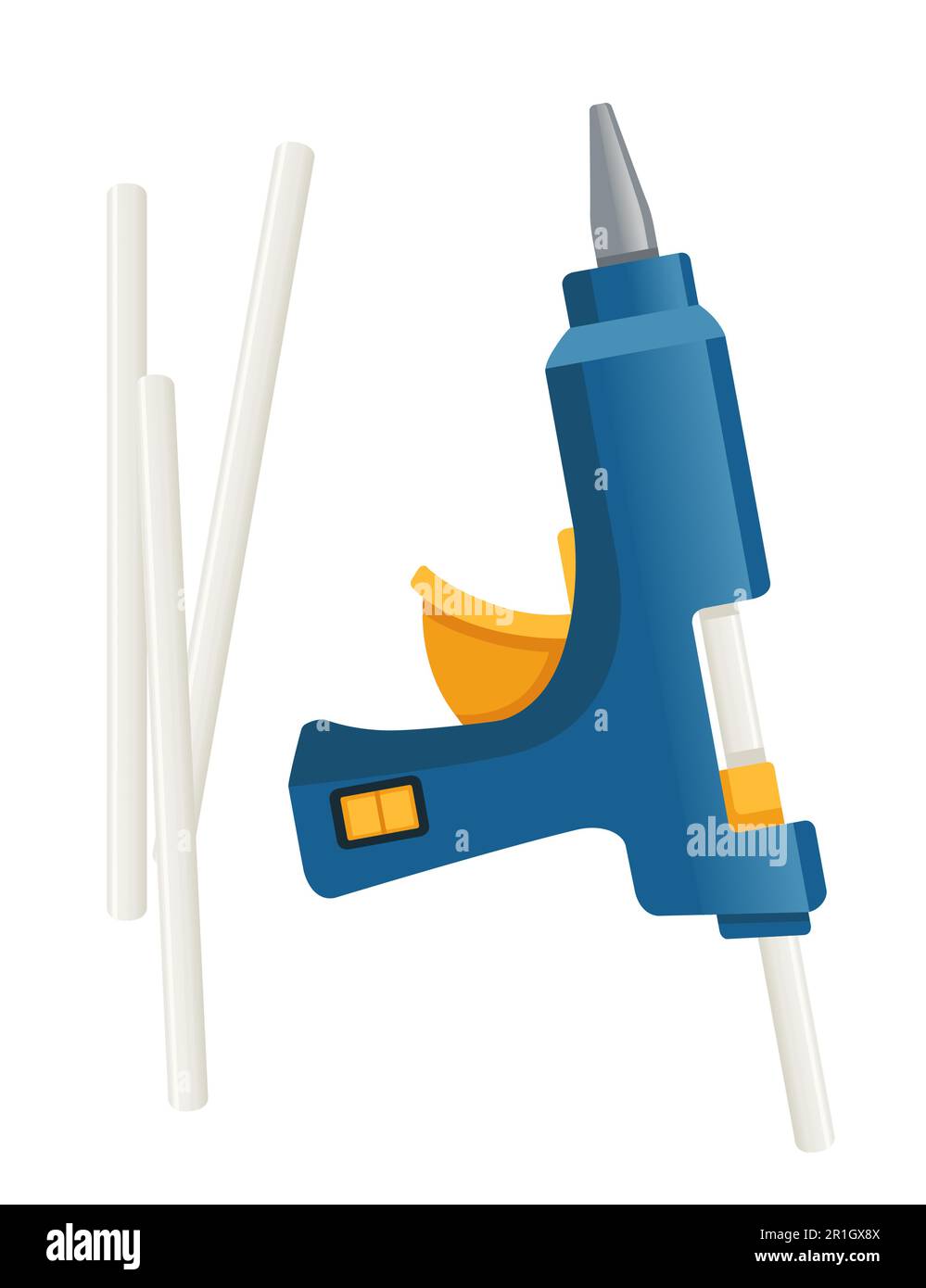 Electric hot glue gun with glue sticks vector illustration isolated on