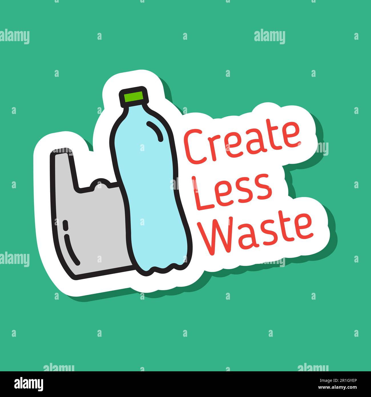 create less waste color vector eco sticker Stock Vector Image & Art - Alamy