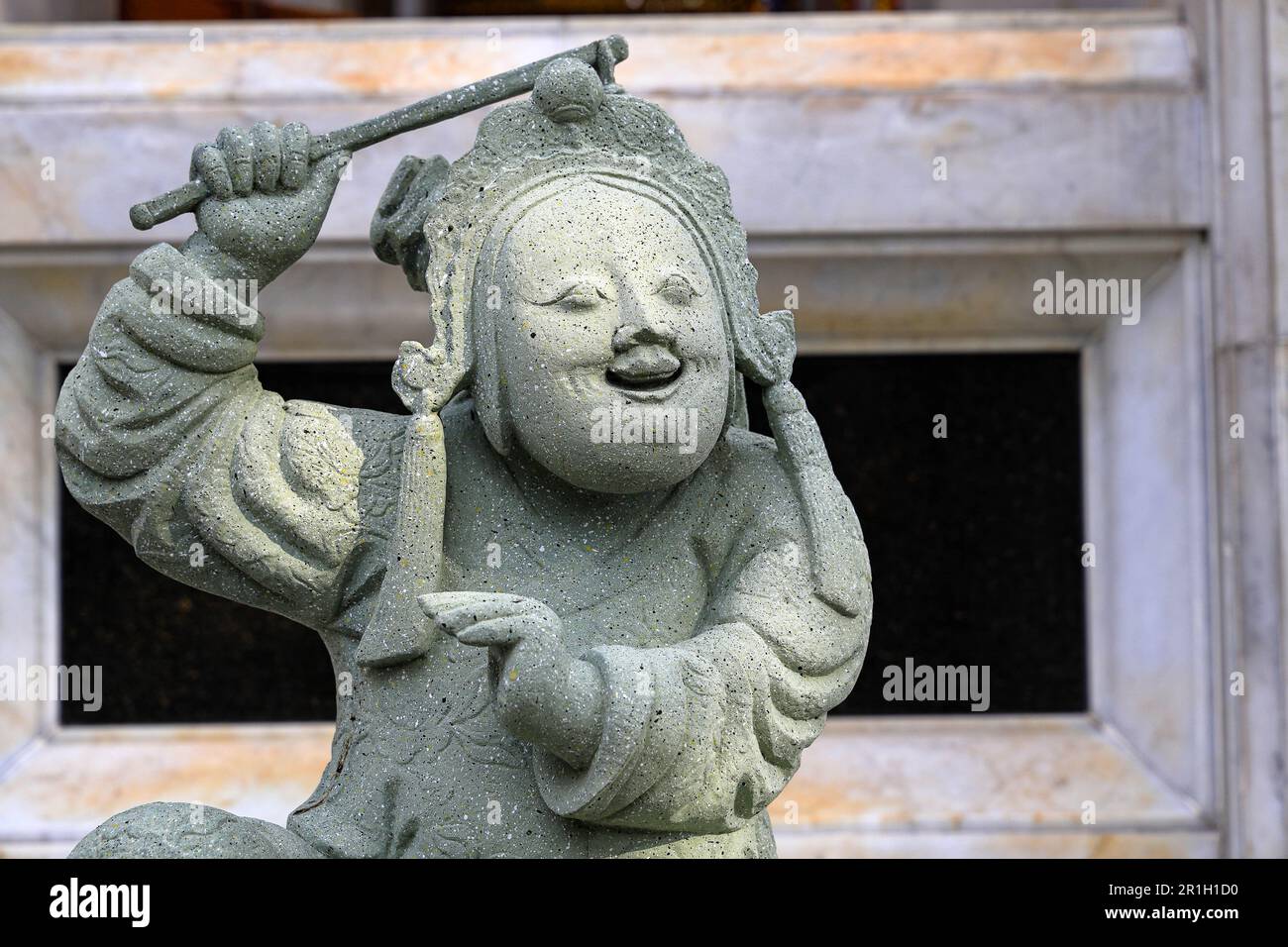 Portrait of ancient Chinese patrician Statue or Carved stone doll. Stock Photo