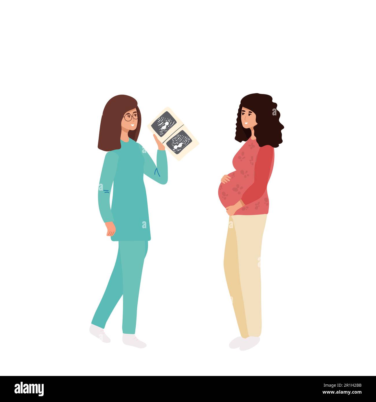 Pregnancy healthcare and support concept. Set of pregnant woman feeling