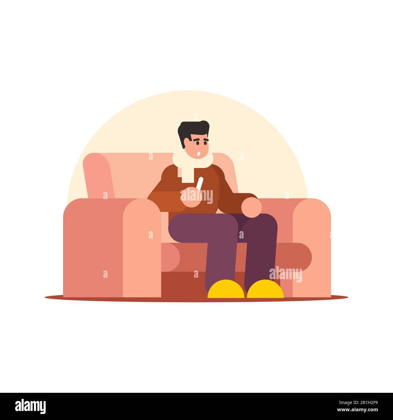 The man sitting on the sofa and watching TV Flat style vector illustration Stock Vector