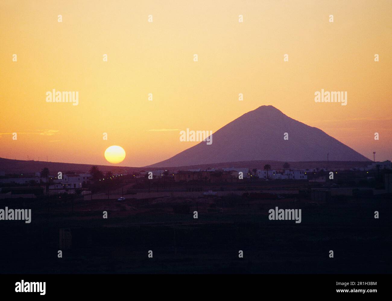 Tindaya at sunset. Fuerteventura island, Canary Islands, Spain. Stock Photo