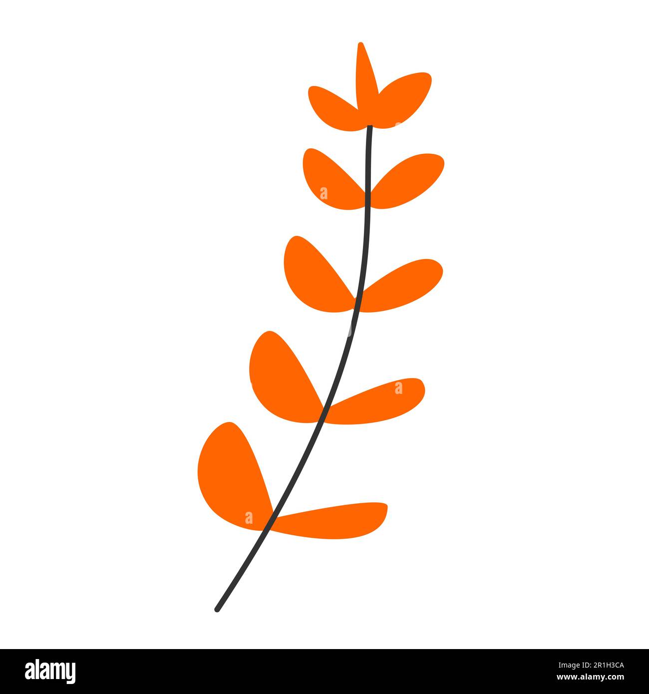 Branch with leaves flat icon isolated on white background. Vector ...