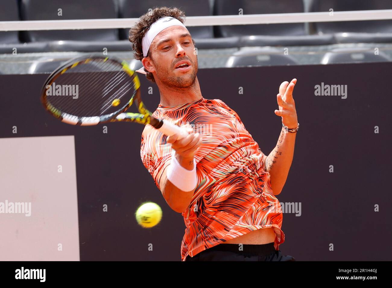 Rome, Italy. 14th May, 2023. Marco Cecchinato (ITA) against Roberto  Bautista Agut (ESP) during the Tennis Internationals Internazionali BNL  d'Italia (day7) on May 14, 2023 at the Foro Italico in Rome, Italy (