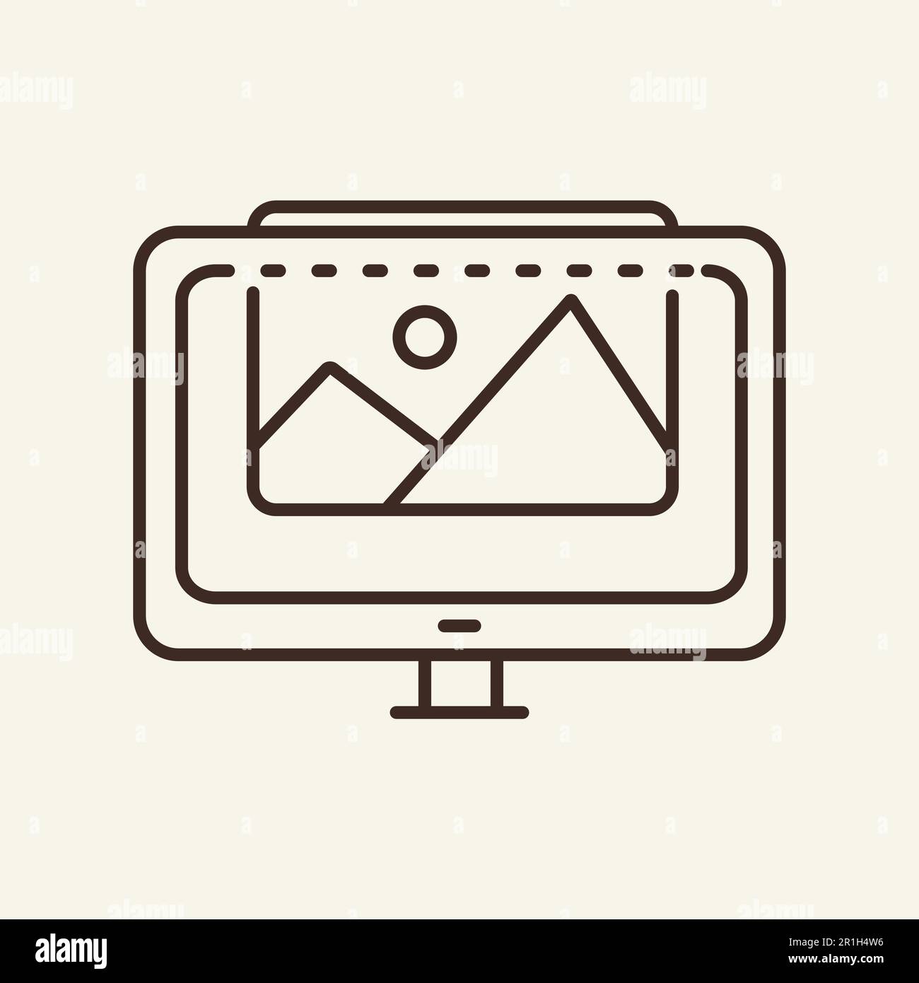 VR on computer line icon Stock Vector