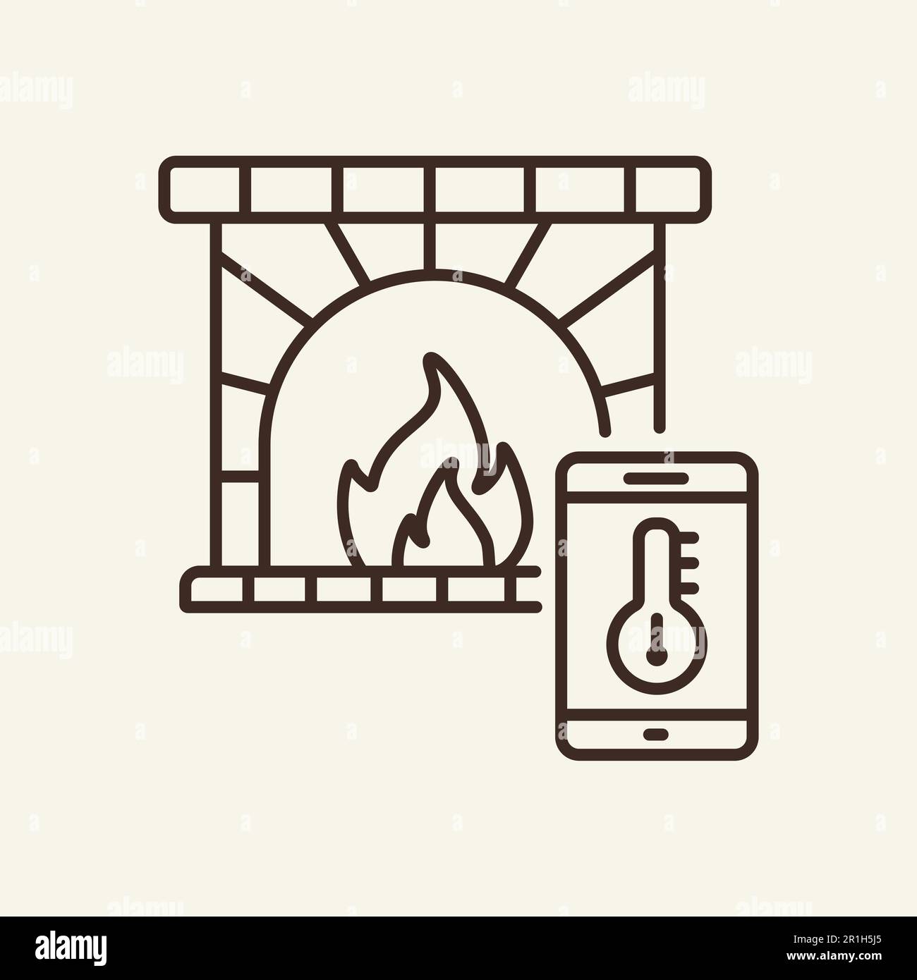 Fireplace with remote control line icon Stock Vector Image & Art - Alamy