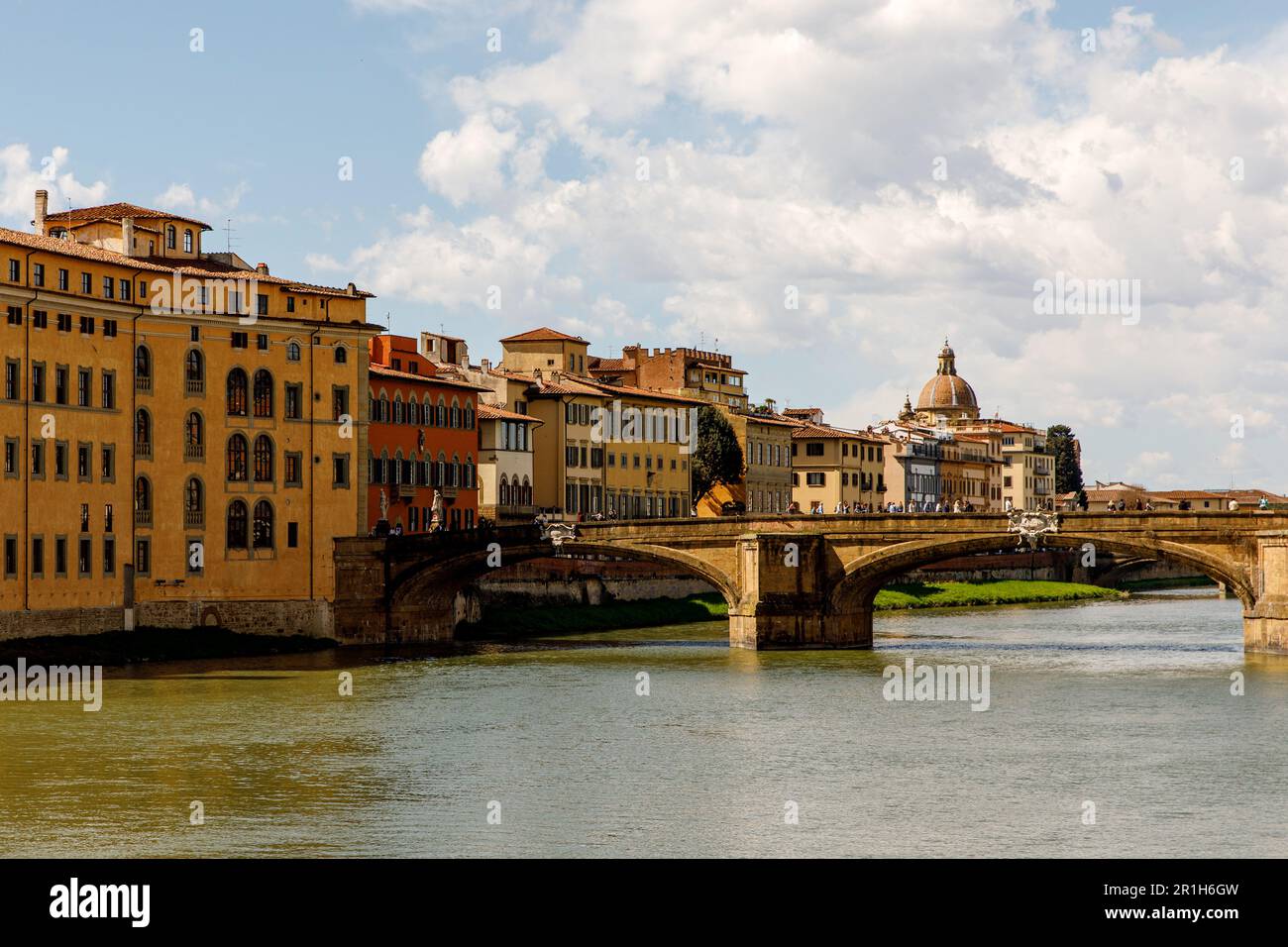 Ancient Italian architecture of the Florence waterfront, Italy Stock ...