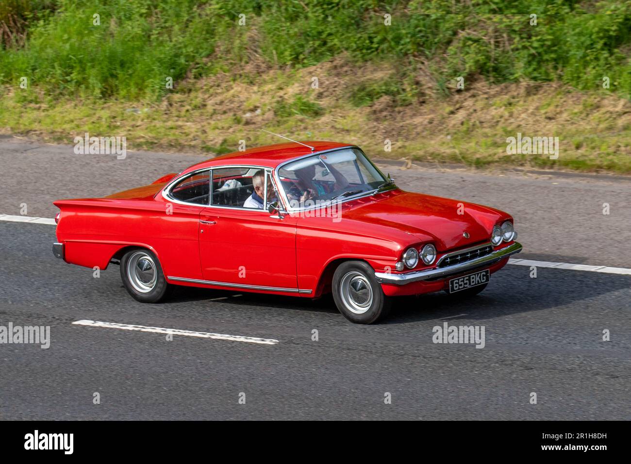 1963 60s sixties Ford Consul Classic. A fastback coupé built by Ford of Europe;  travelling on the M61 motorway, UK Stock Photo