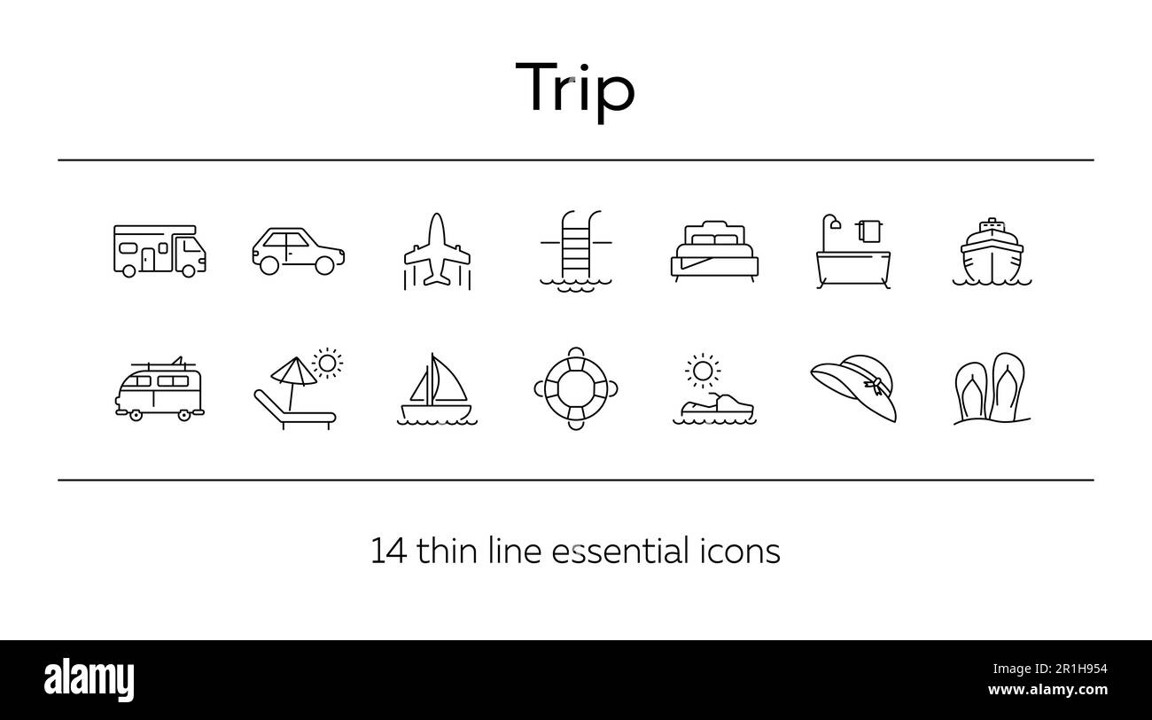 Trip line icon set Stock Vector Image & Art Alamy