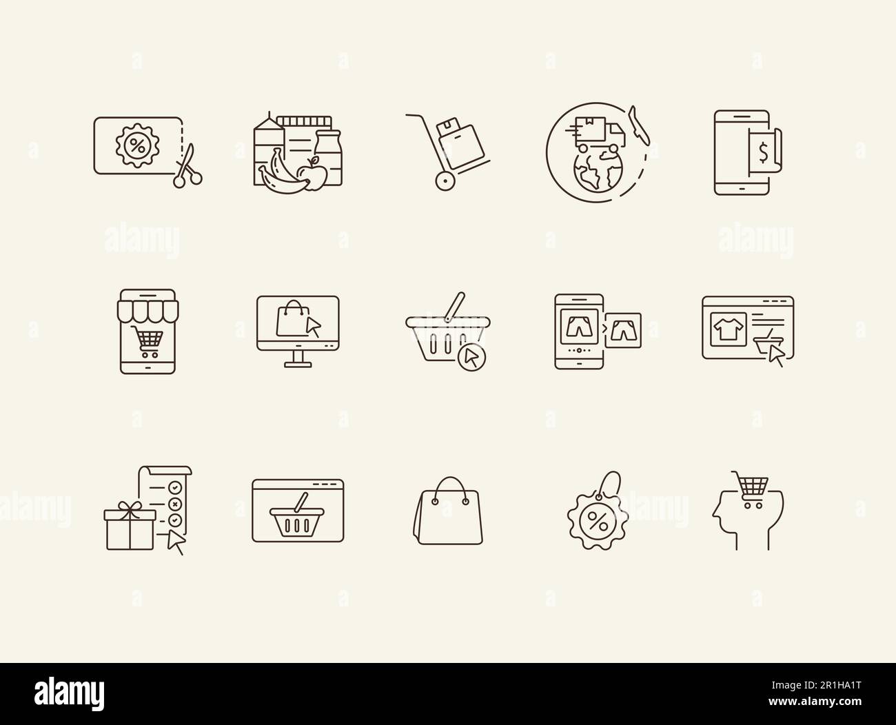 Shopping line icon set Stock Vector Image & Art - Alamy