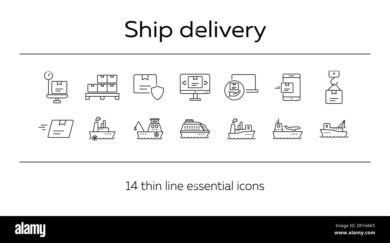 Ship delivery icons Stock Vector
