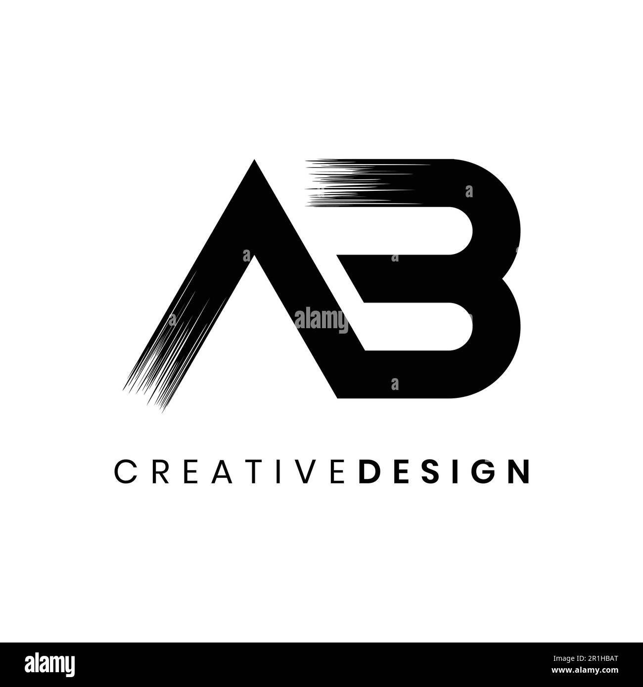 Creative monogram letter AB logo design vector with brush stroke Stock Vector