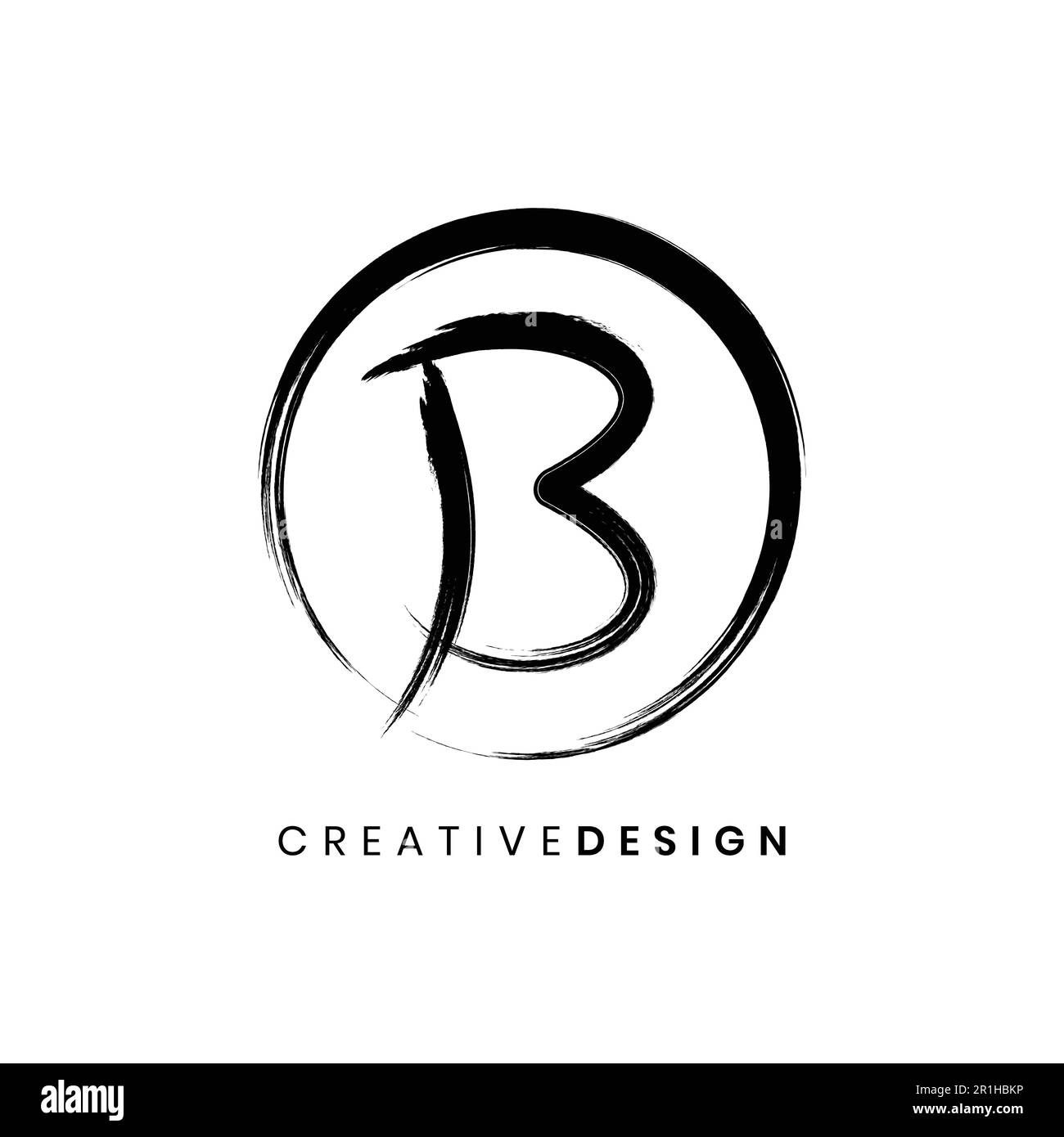 Creative letter B logo brush stroke vector illustration Stock Vector
