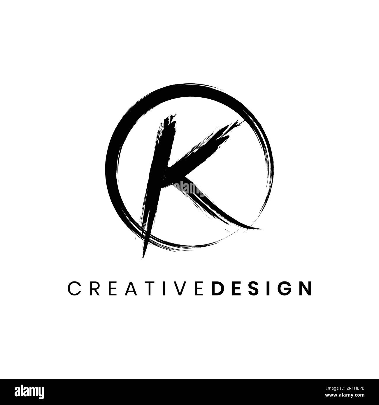 Unique brush stroke letter K logo design vector illustration Stock
