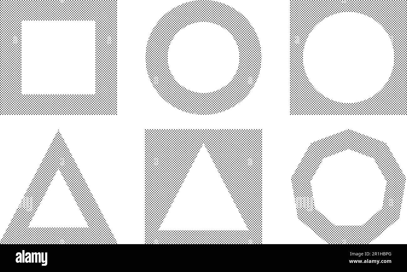 Black square, triangular, polygonal, circle frames elements set with doodle lines. Editable vector template for card, invitation, social media post, p Stock Vector