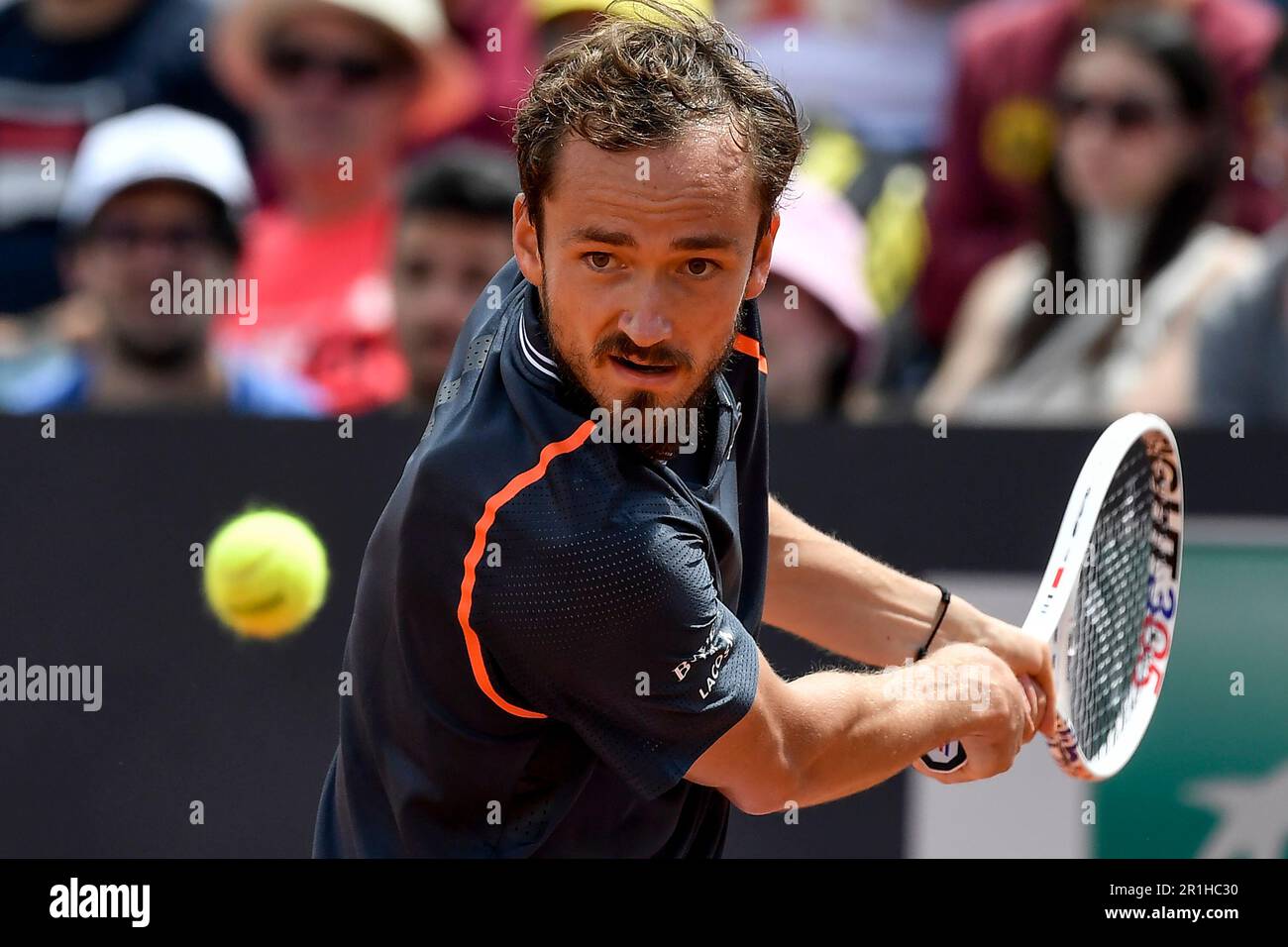 Rome, Italy. 14th May, 2023. Daniil Medvedev of Russia in action during his match against Emil Ruusuvuori of Finland at the Internazionali BNL d'Italia tennis tournament at Foro Italico in Rome, Italy on May 14th, 2023. Credit: Insidefoto di andrea staccioli/Alamy Live News Stock Photo