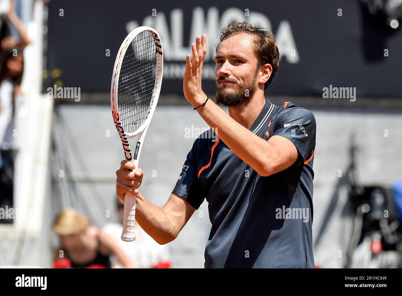 Rome, Italy. 14th May, 2023. Daniil Medvedev of Russia celebrates the victory at the end of his match against Emil Ruusuvuori of Finland at the Internazionali BNL d'Italia tennis tournament at Foro Italico in Rome, Italy on May 14th, 2023. Credit: Insidefoto di andrea staccioli/Alamy Live News Stock Photo