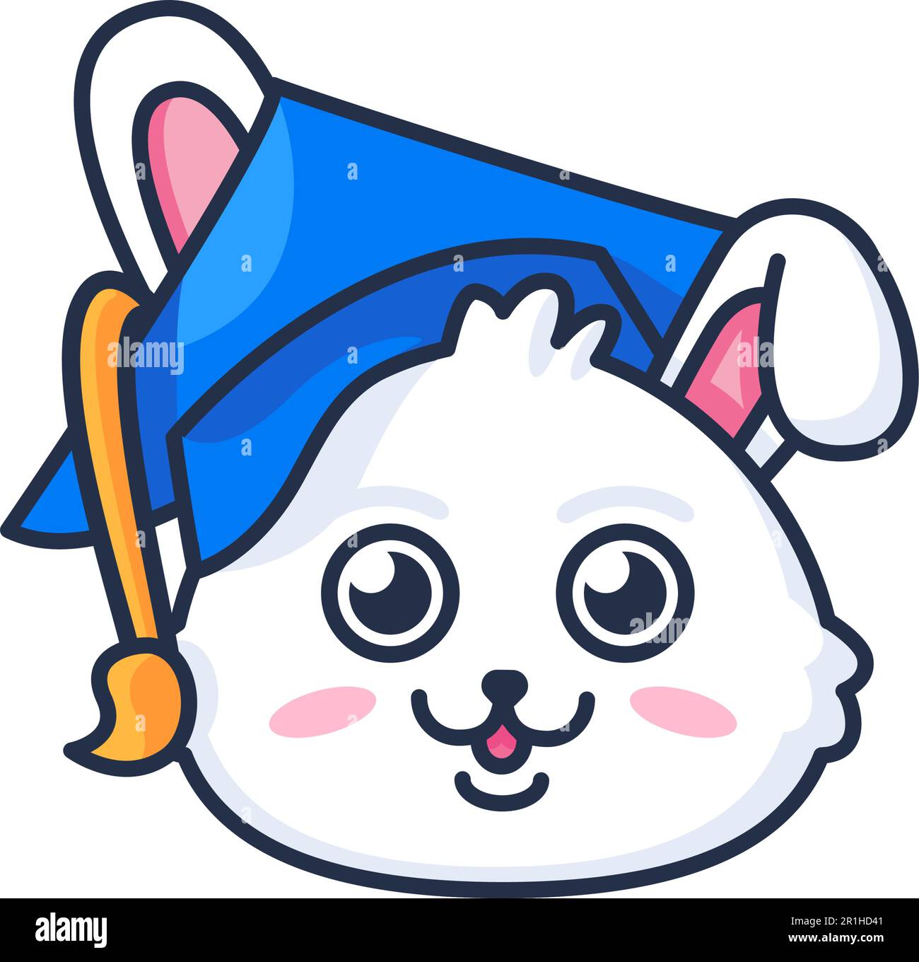 Emblem of cute smart rabbit with graduate cap. Symbol emblem for ...