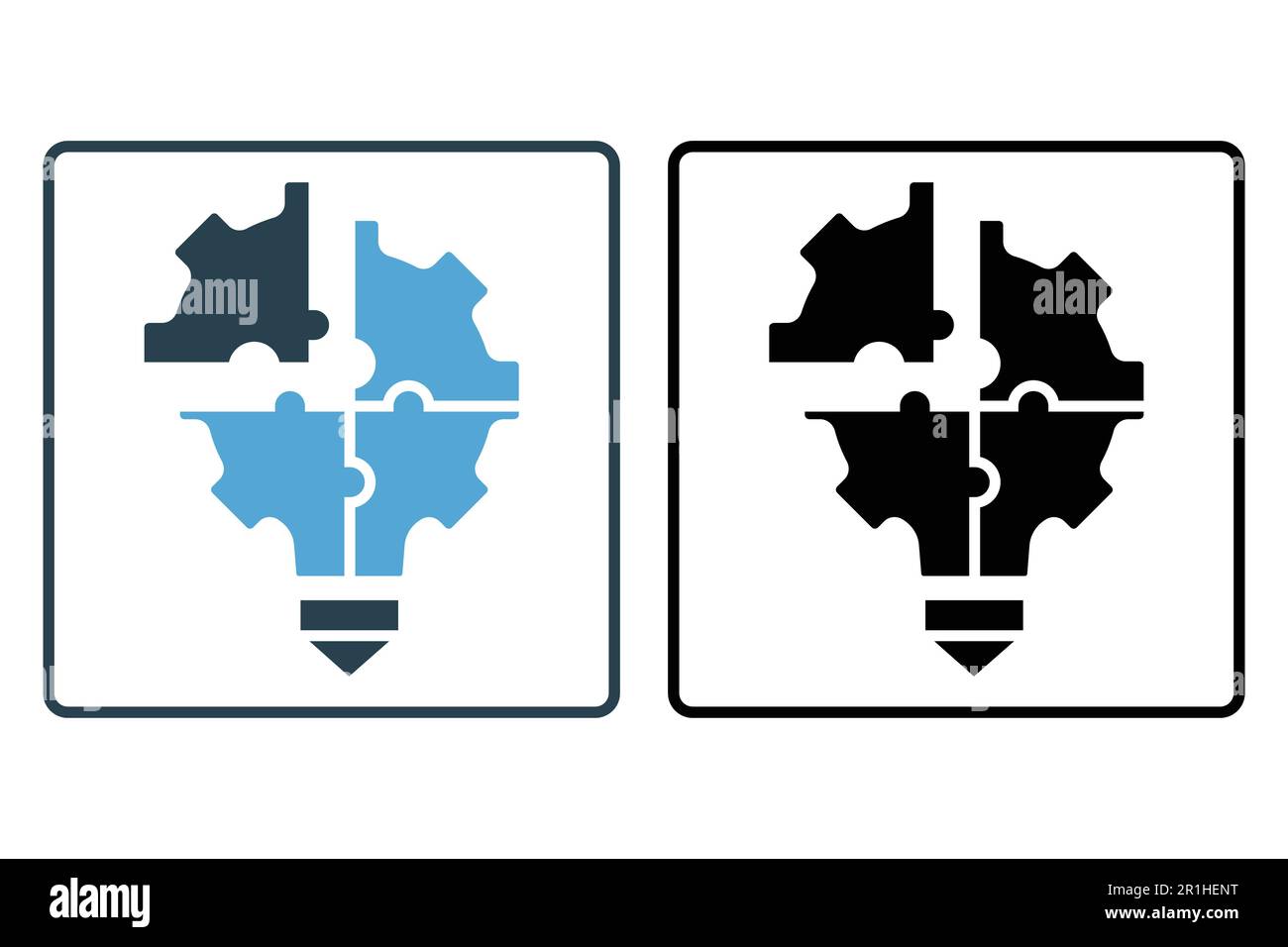 Problem solving icon illustration. Light bulb icon with gear. icon related to creative idea. Solid icon style. Simple vector design editable Stock Vector