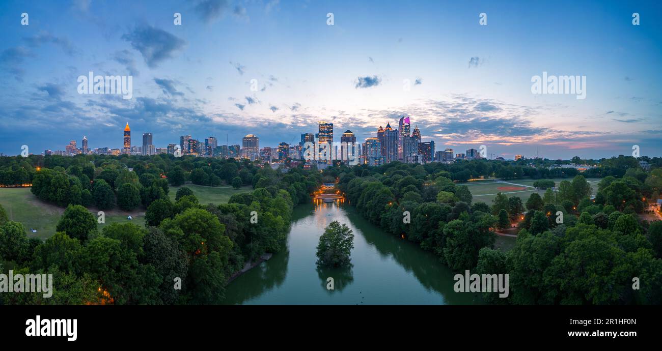 Atlanta, Georgia, USA overlooking Piedmont Park at dusk Stock Photo - Alamy