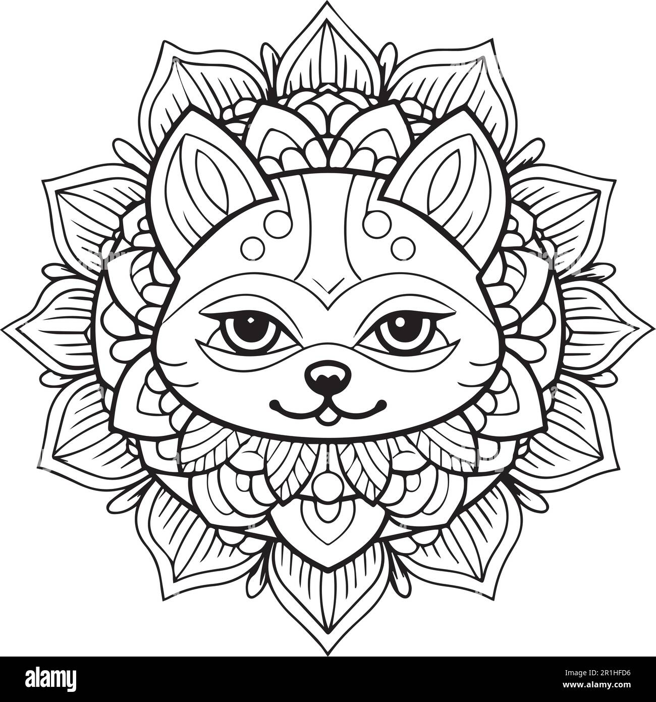sunflower-cat-coloring-page-cut-out-stock-images-pictures-alamy