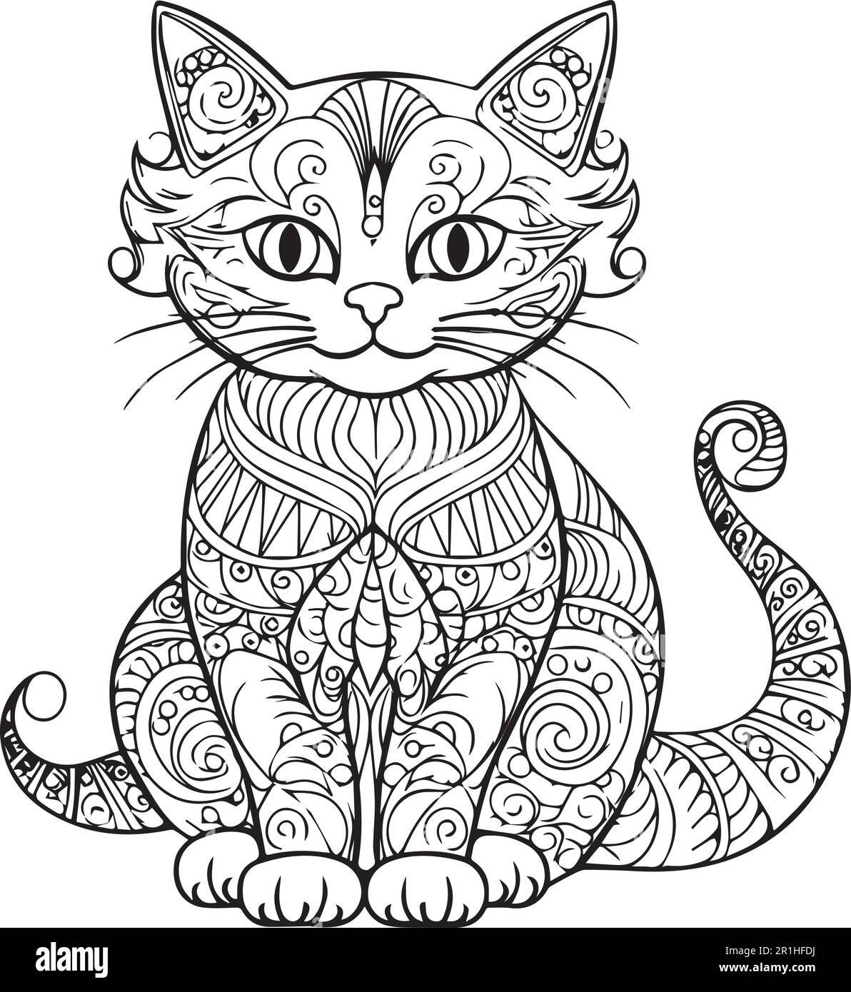 A sitting cat coloring page for adults Stock Vector Image & Art - Alamy