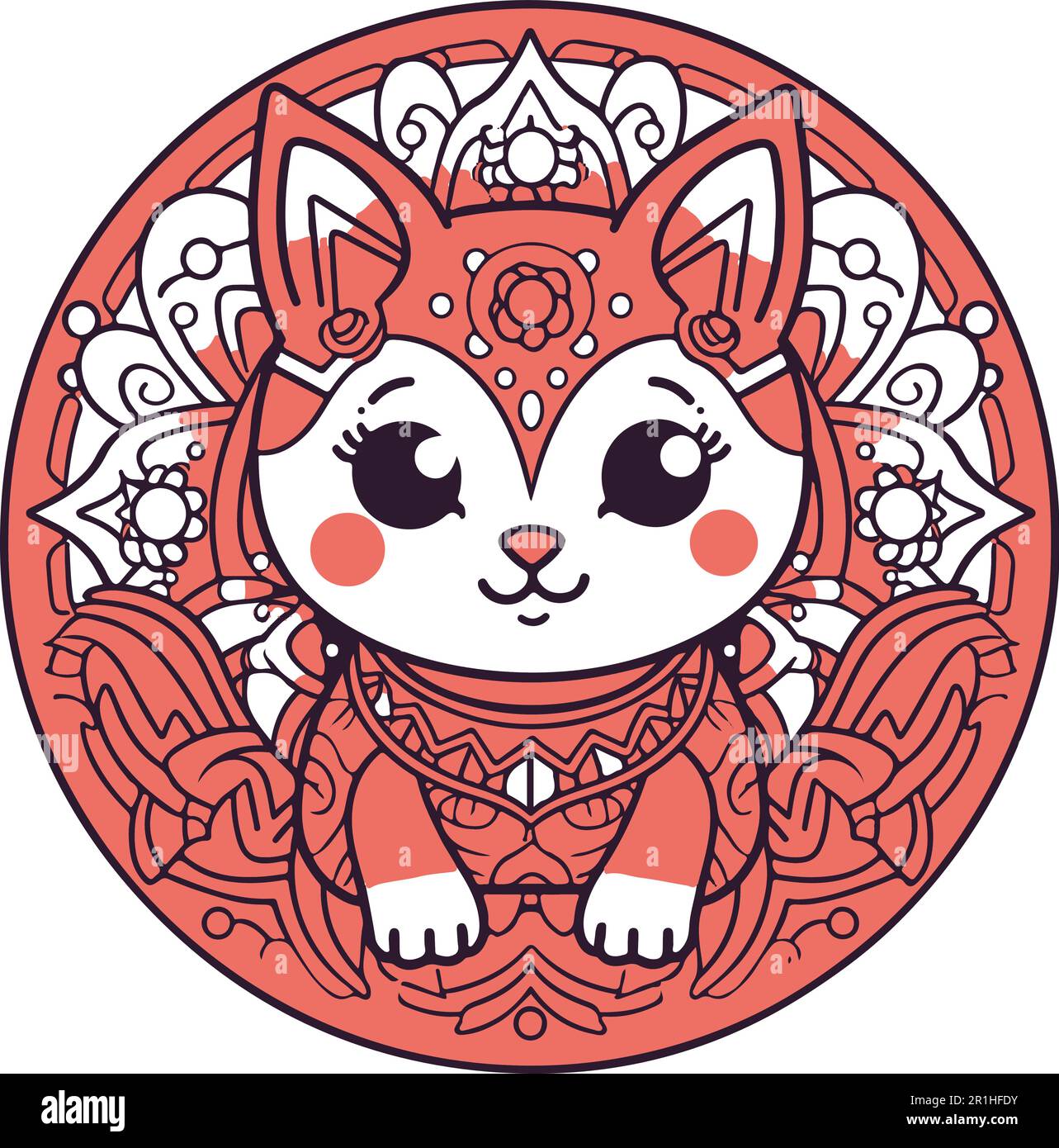 Kawaii cat flat Icon vector. Cute cat-flat illustration. Cute