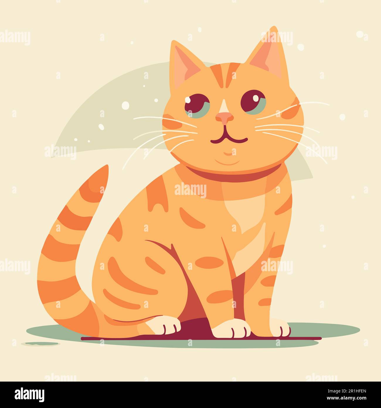 A flat ginger cat vector illustration, Stock Vector