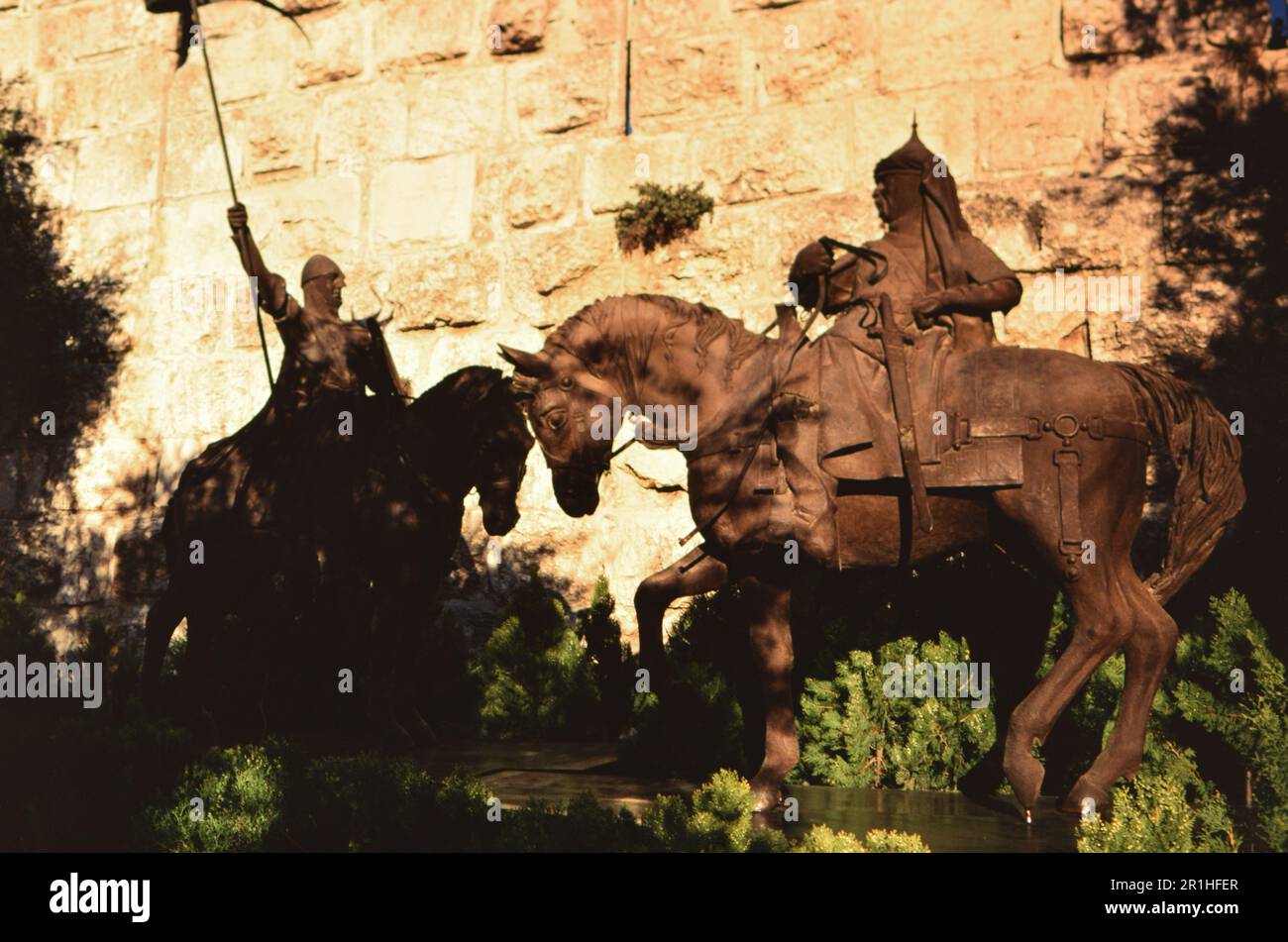 Israel Jerusalem's old city; lifesize sculptures in King David