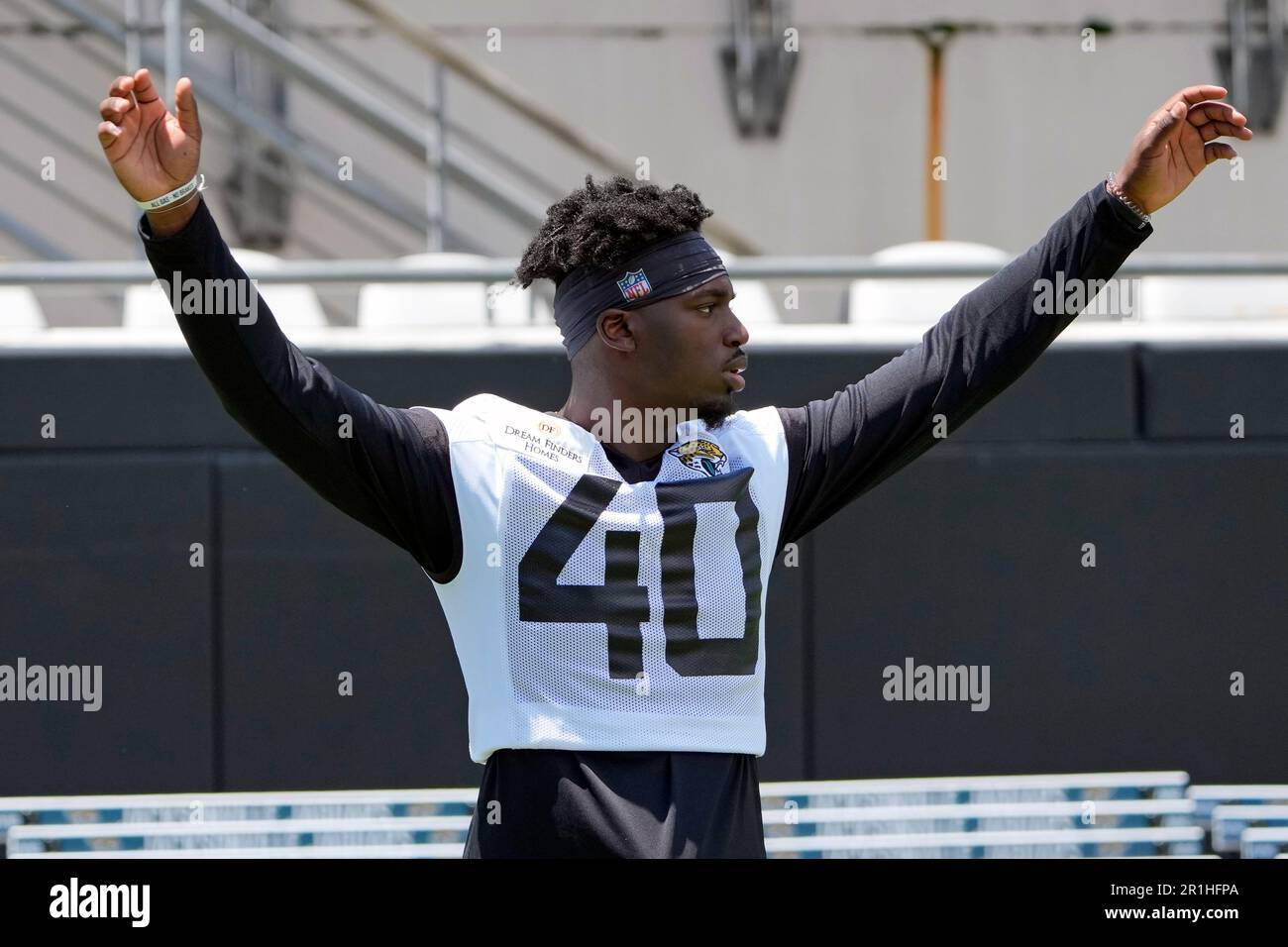 Jacksonville Jaguars cornerback Erick Hallett (40) pursues a play on  defense against the Detroit Lions during an NFL pre-season football game,  Saturday, Aug. 19, 2023, in Detroit. (AP Photo/Rick Osentoski Stock Photo 