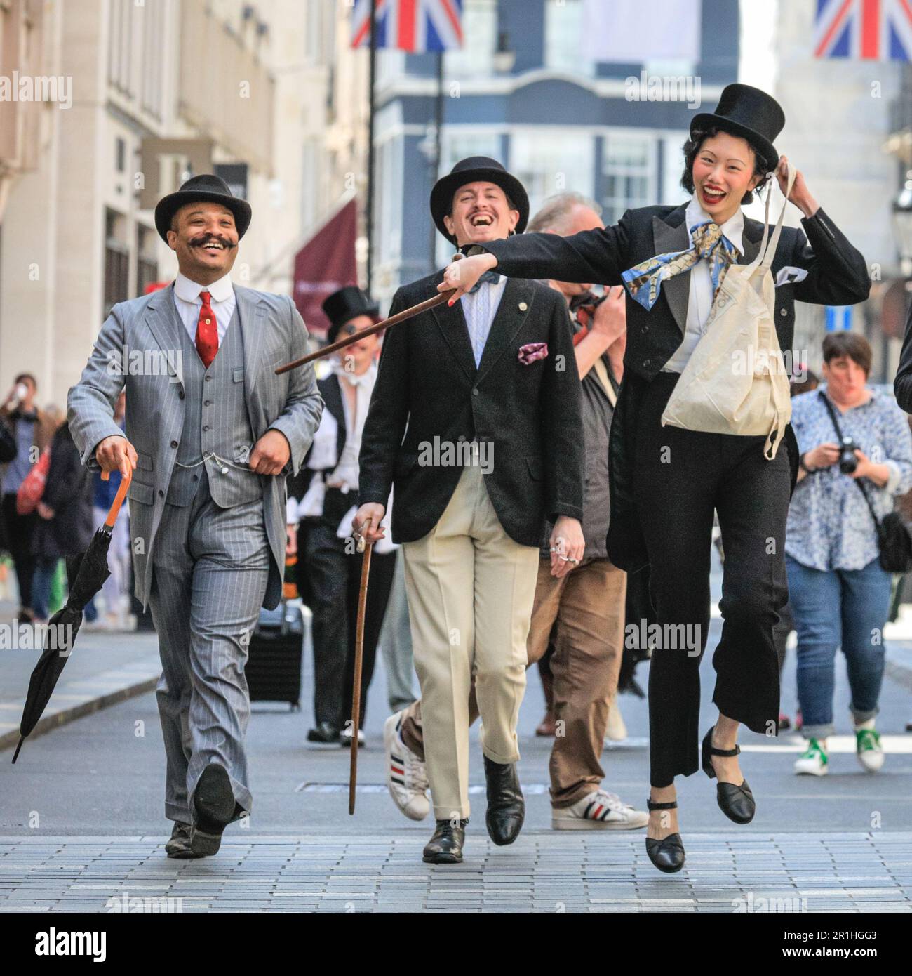 London, UK. 14th May, 2023. The annual Grand Flaneur Walk sees chaps
