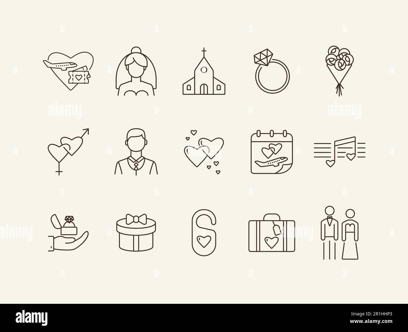 Wedding day line icons Stock Vector Image & Art - Alamy