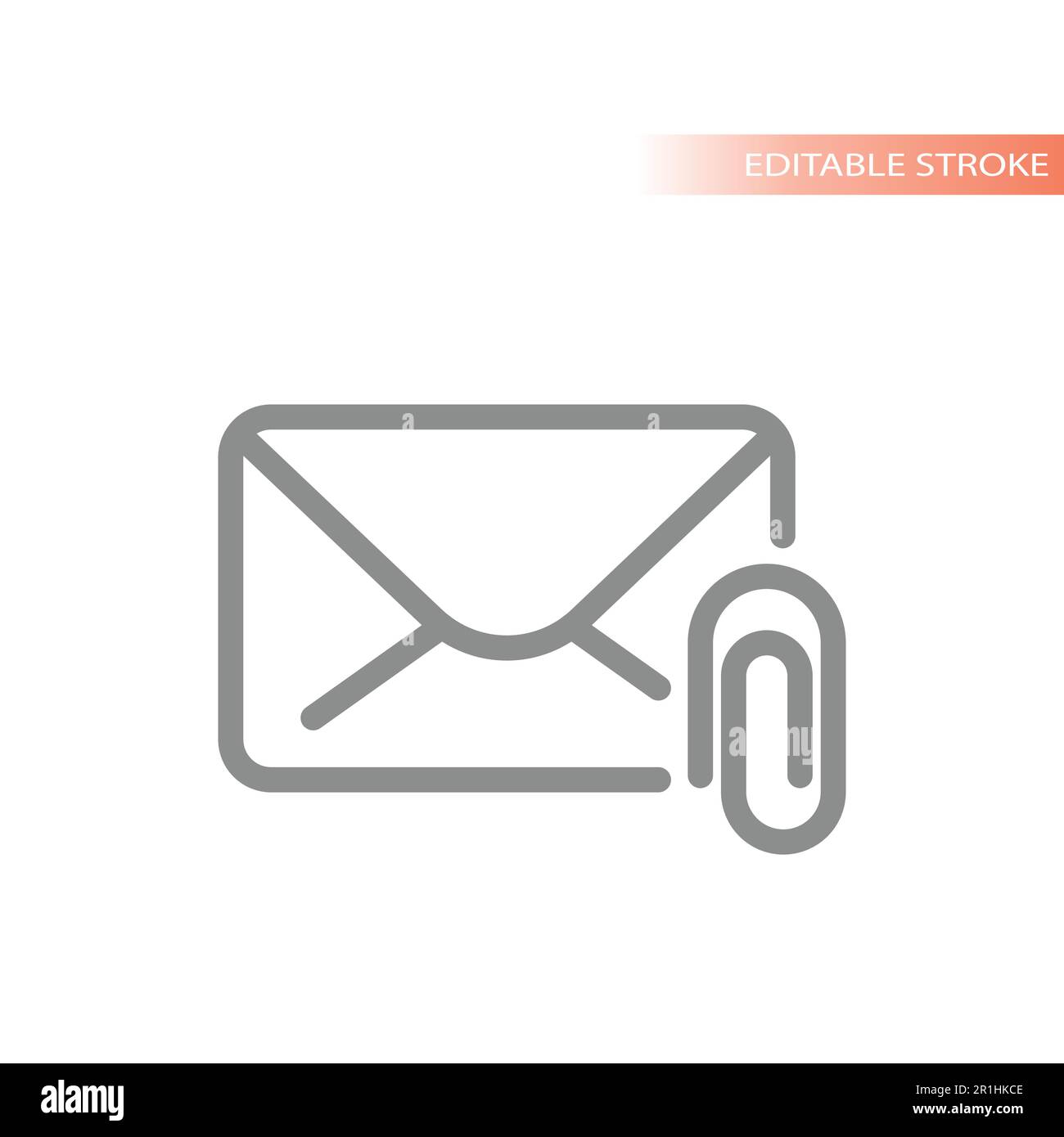Letter and paperclip line vector icon. Envelope, mail, email with